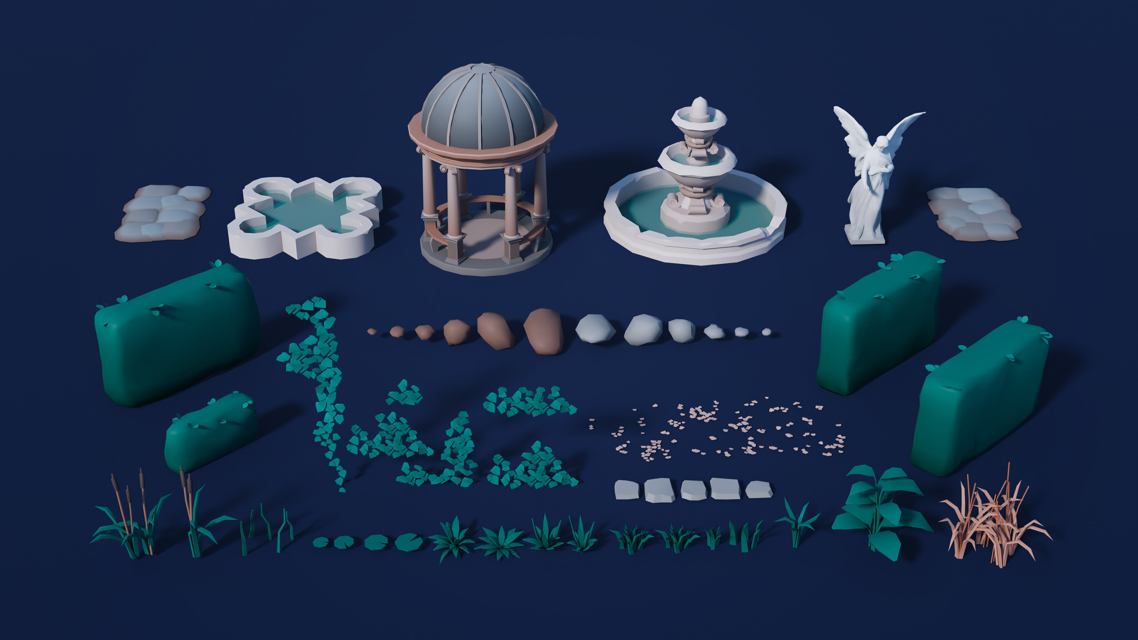 Cemetery Low-poly 3D model_42