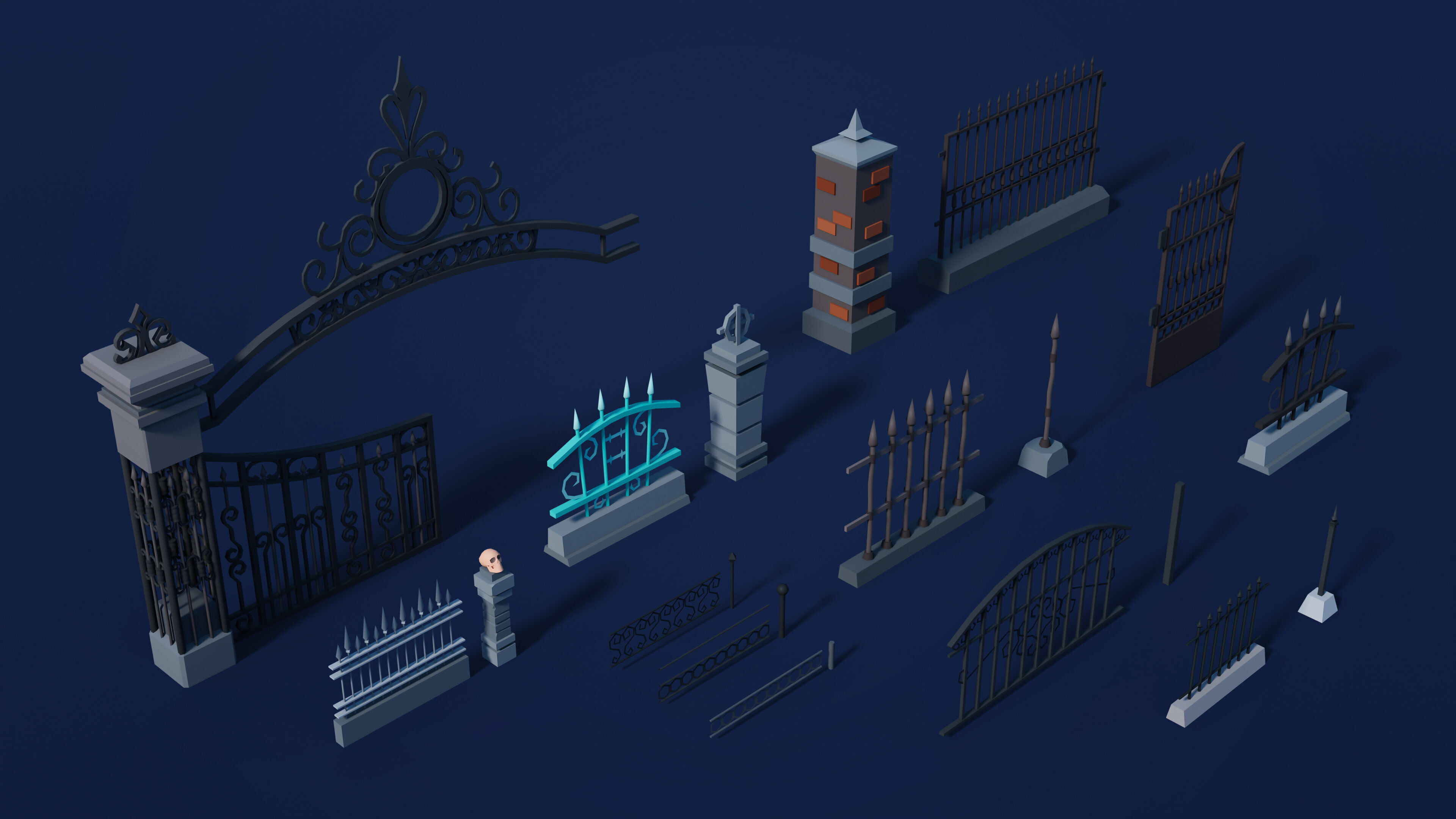 Cemetery Low-poly 3D model_40