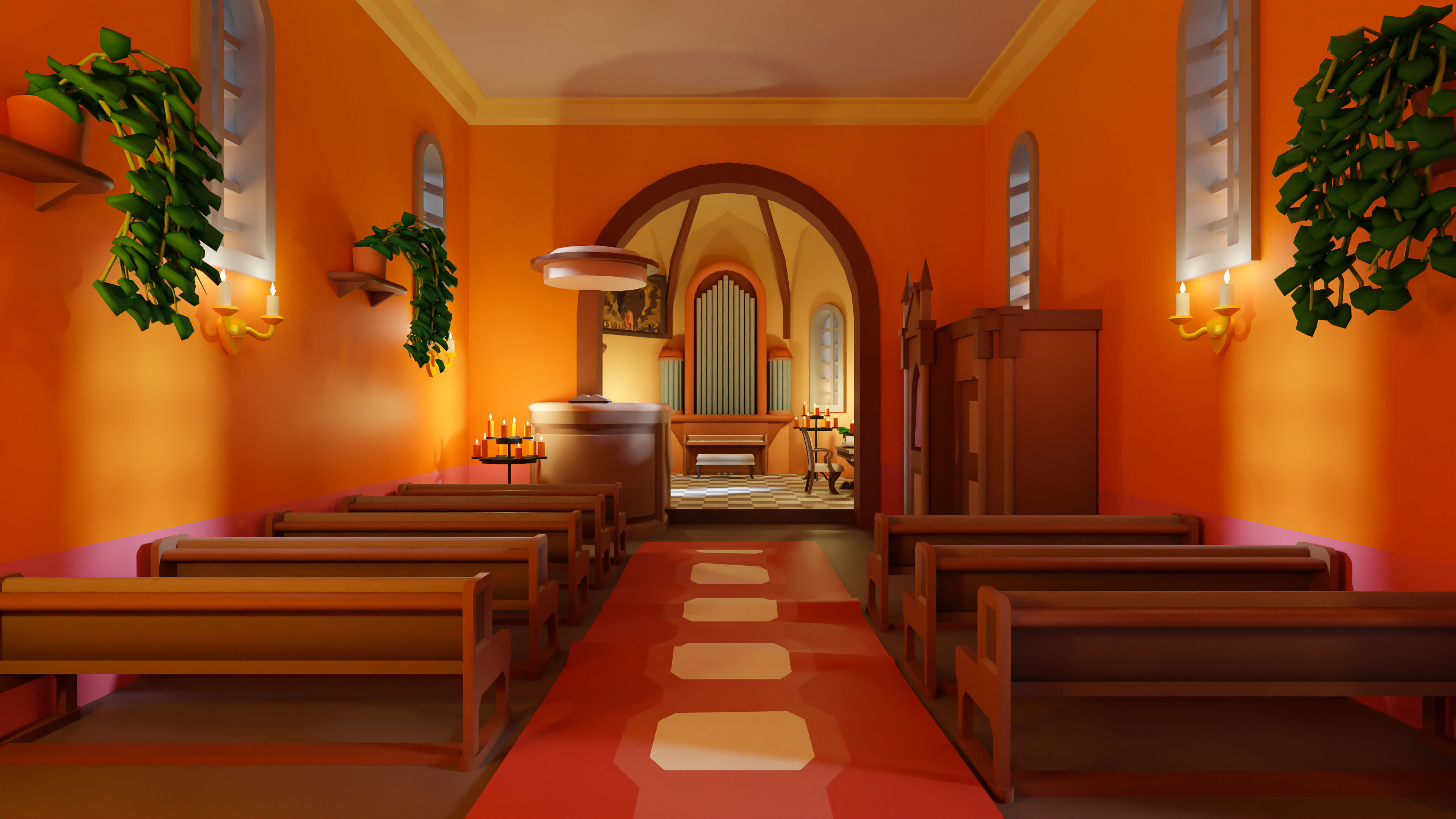 Cemetery Low-poly 3D model_7