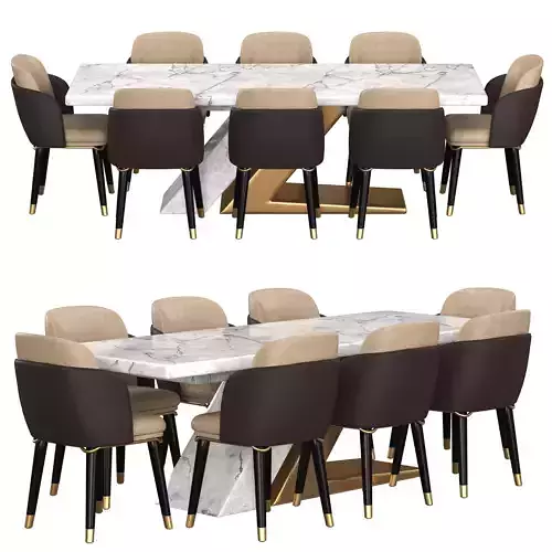 Dining Set Stainless Steel Base in Gold