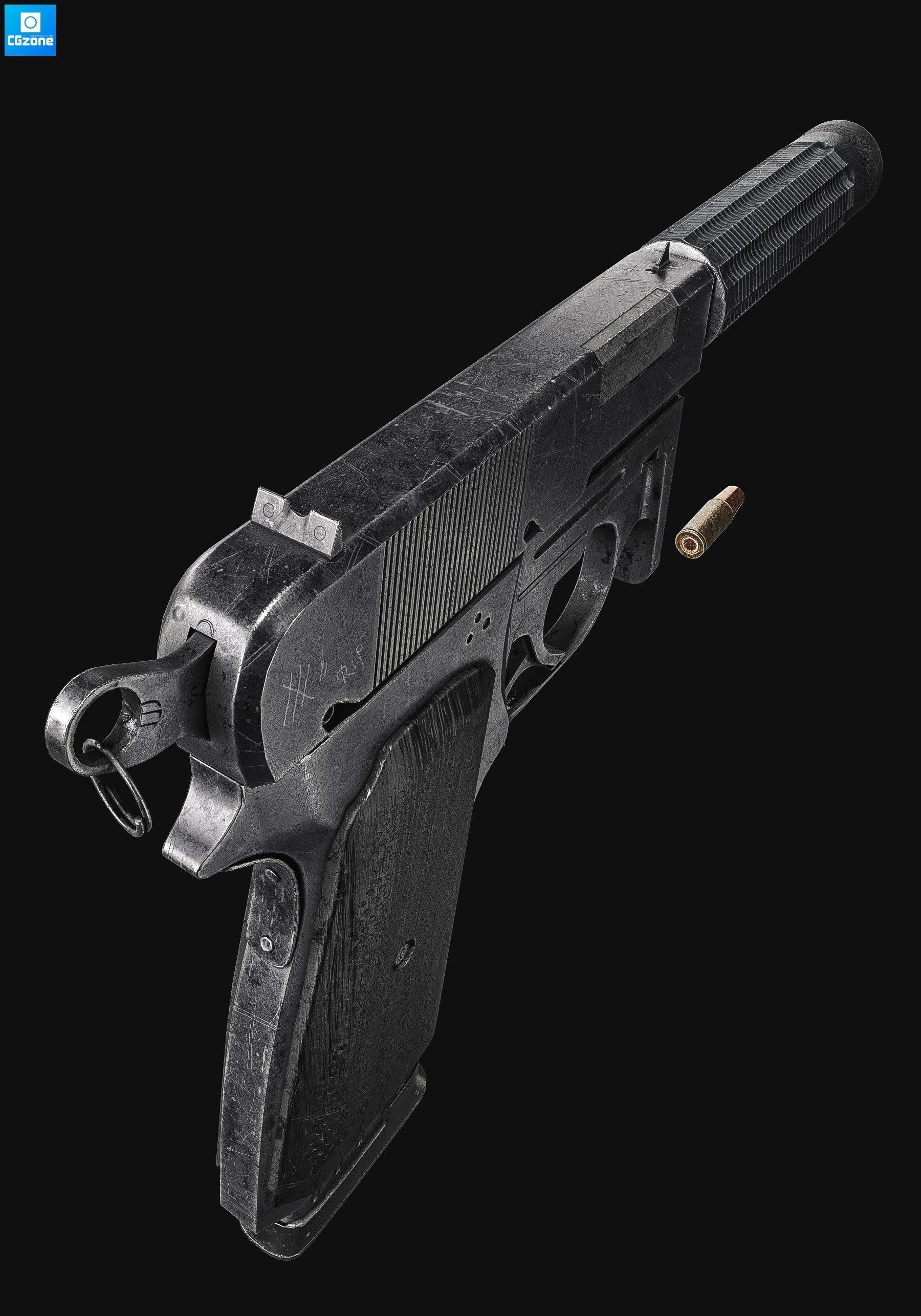 Z69   Small  Concept Pistol 8K Textures Low-poly 3D model_9