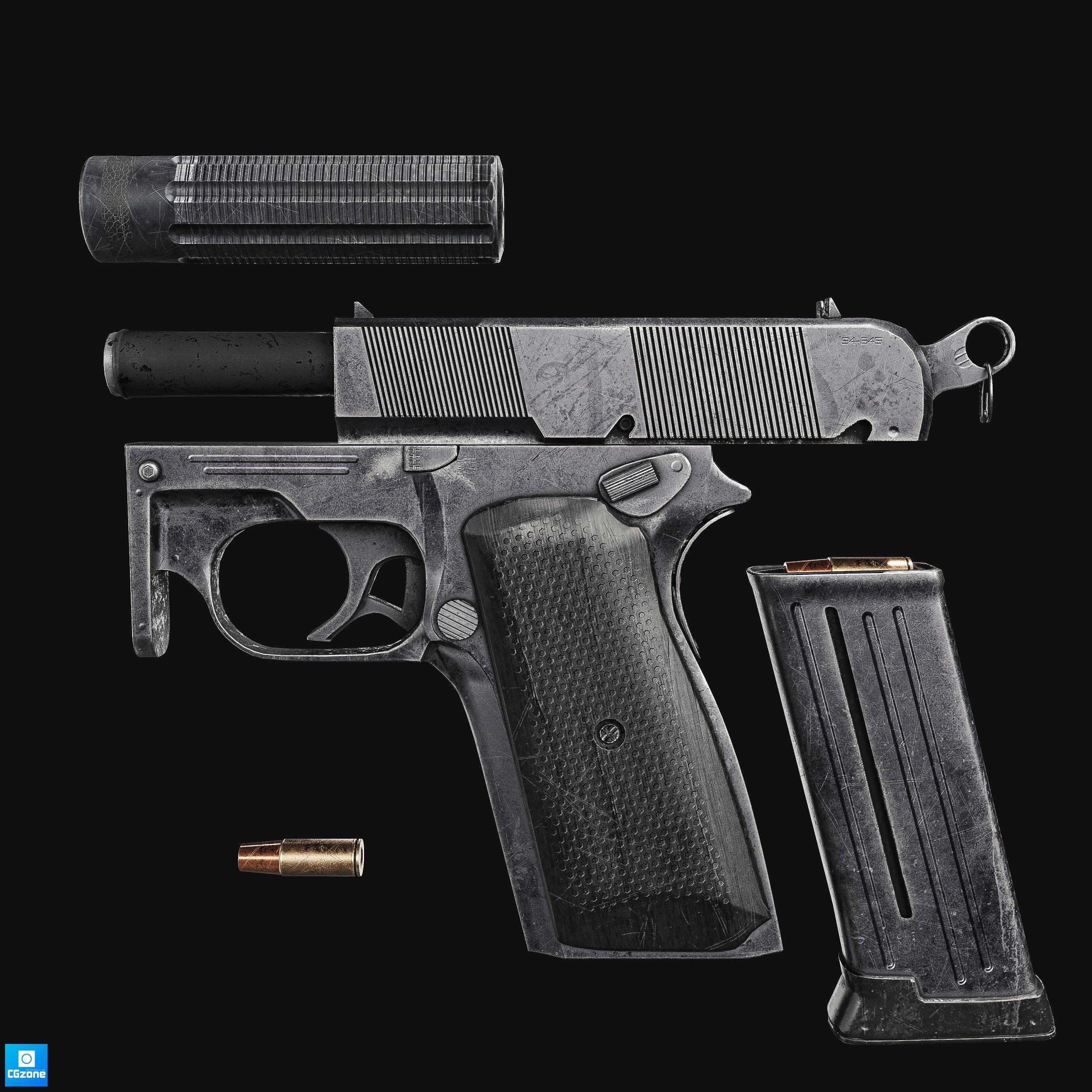 Z69   Small  Concept Pistol 8K Textures Low-poly 3D model_6