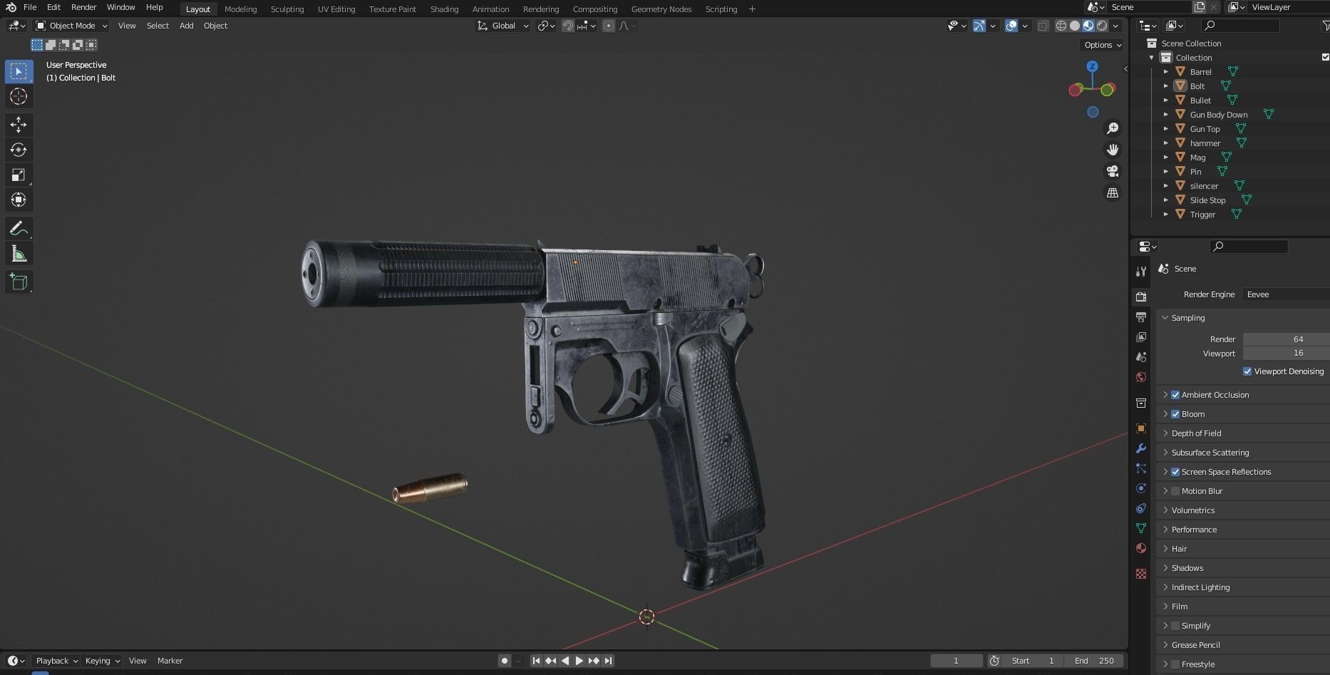 Z69   Small  Concept Pistol 8K Textures Low-poly 3D model_15