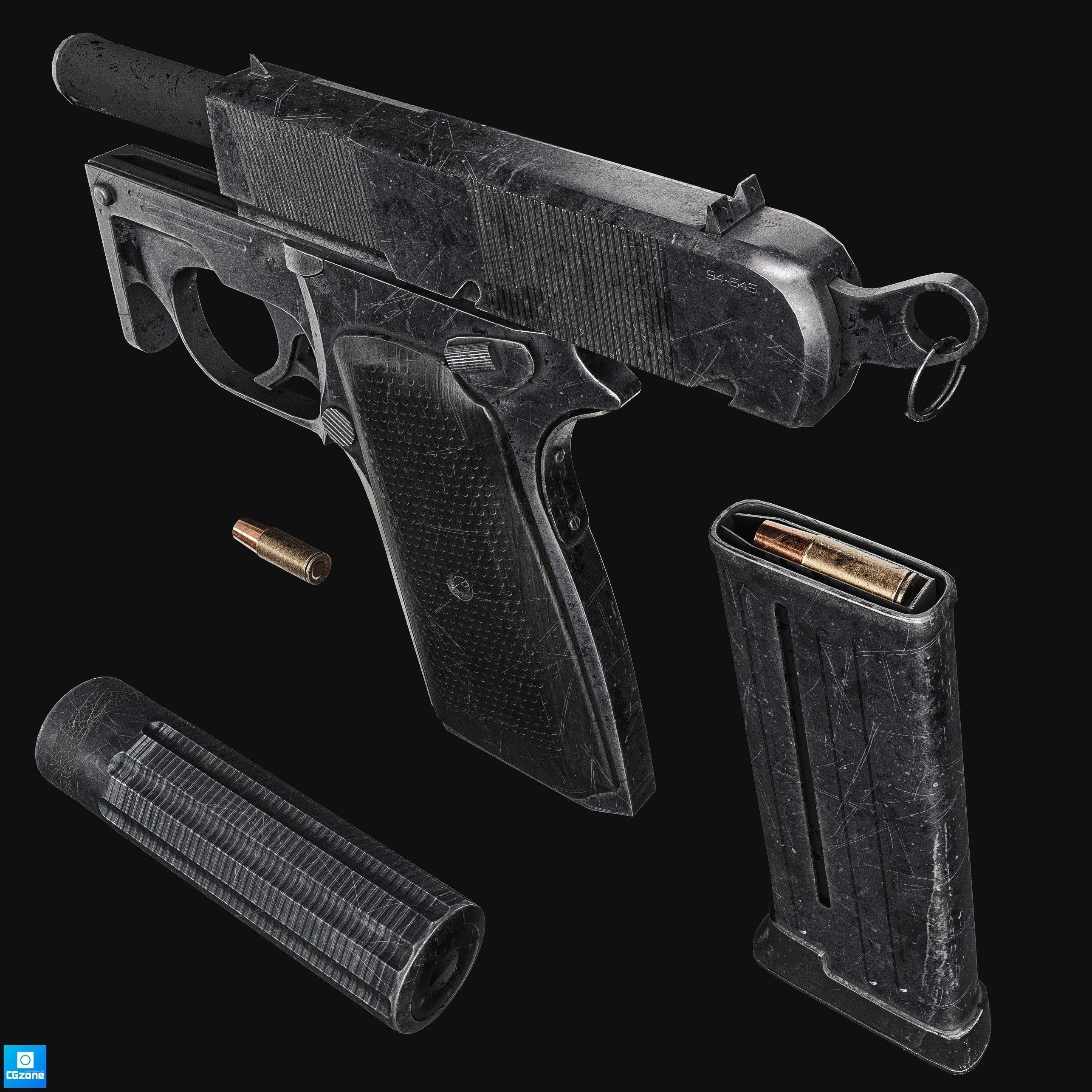 Z69   Small  Concept Pistol 8K Textures Low-poly 3D model_5