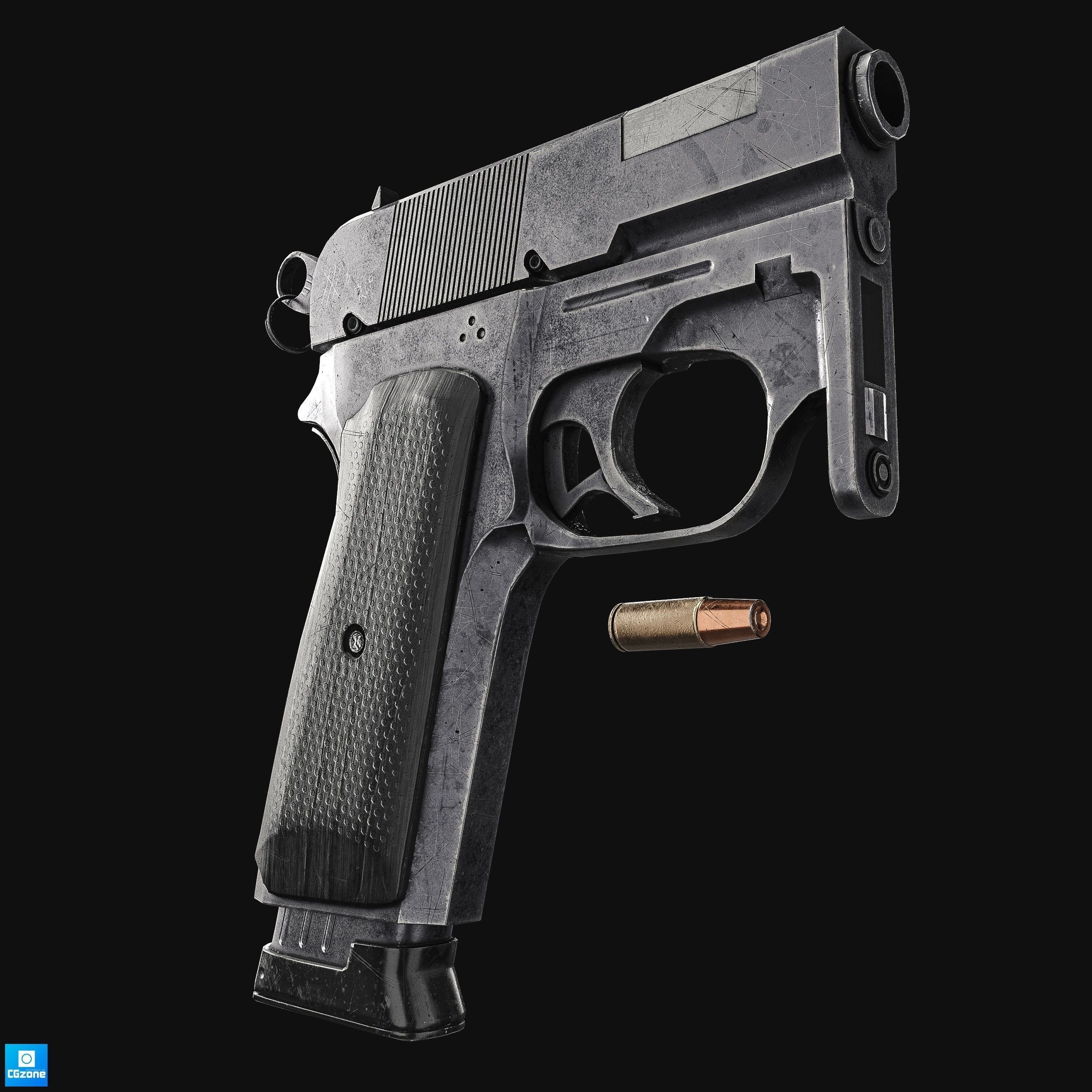 Z69   Small  Concept Pistol 8K Textures Low-poly 3D model_10