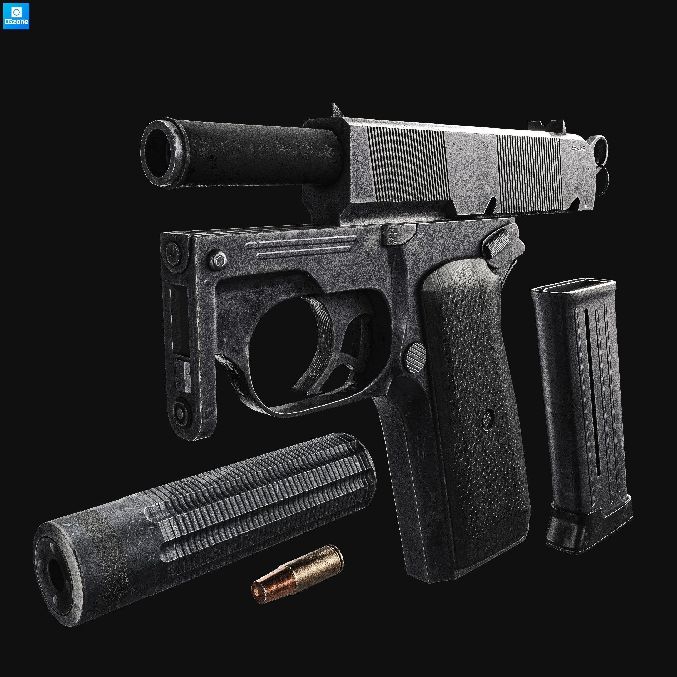 Z69   Small  Concept Pistol 8K Textures Low-poly 3D model_2