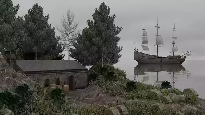 Medieval House Low-poly 3D model