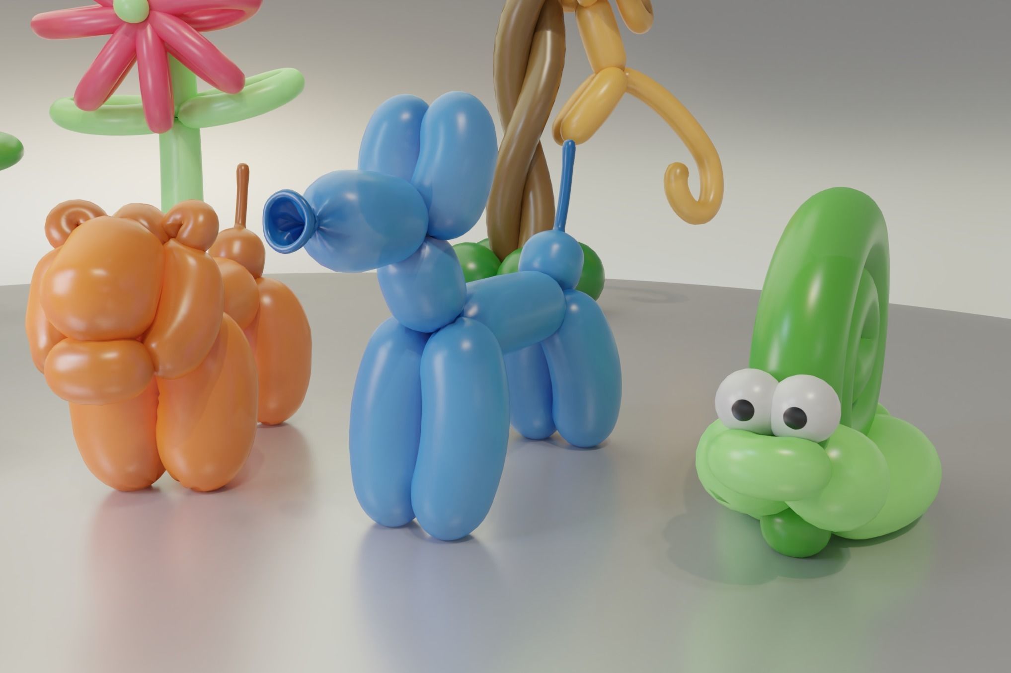 Balloon Animals Collection Low-poly 3D model_1