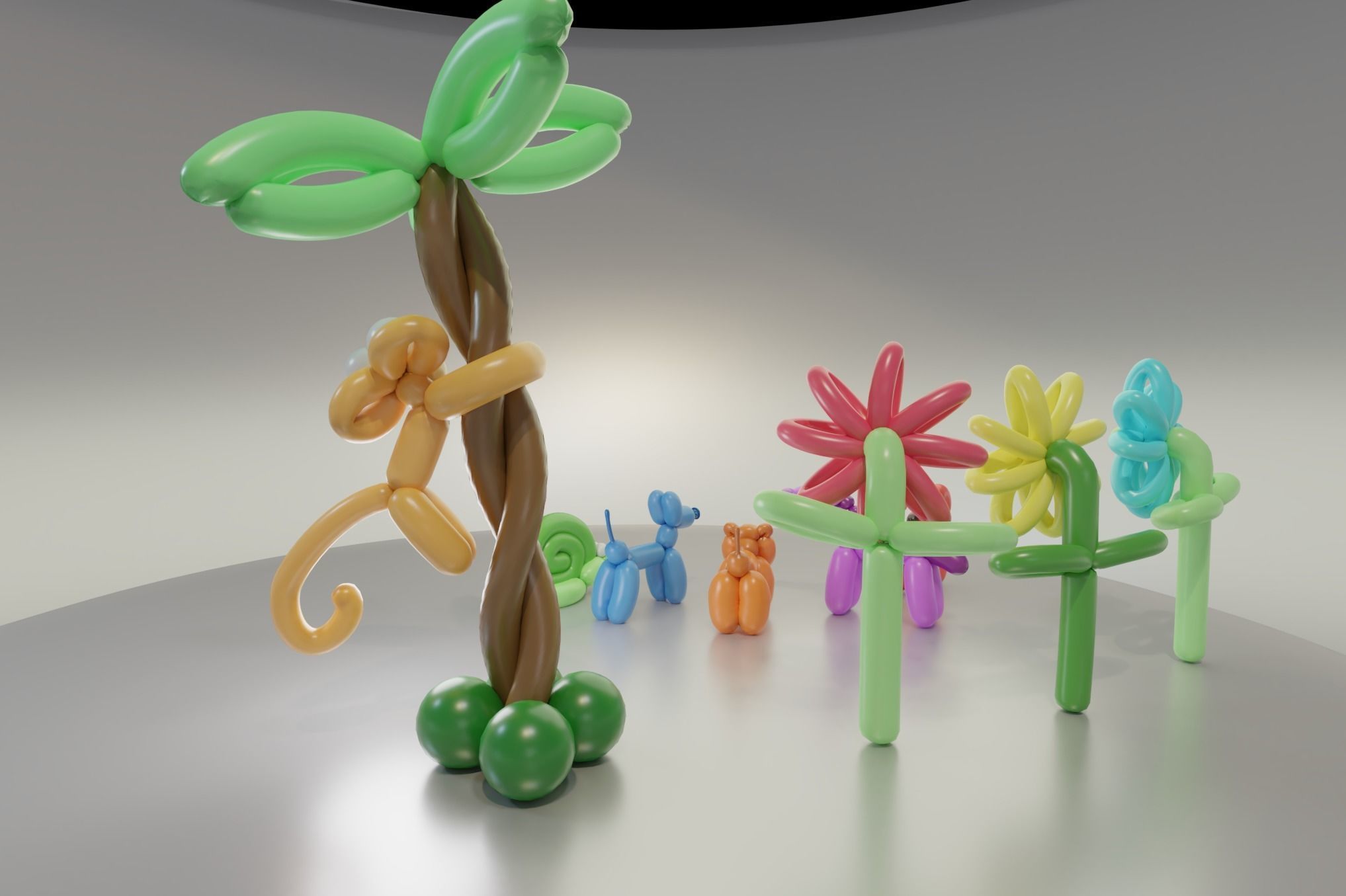 Balloon Animals Collection Low-poly 3D model_4