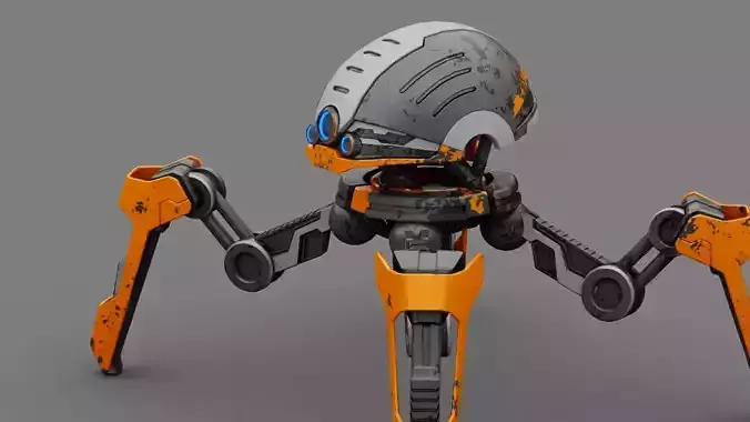 Spider Droid Combat rigged - animated character 3D model