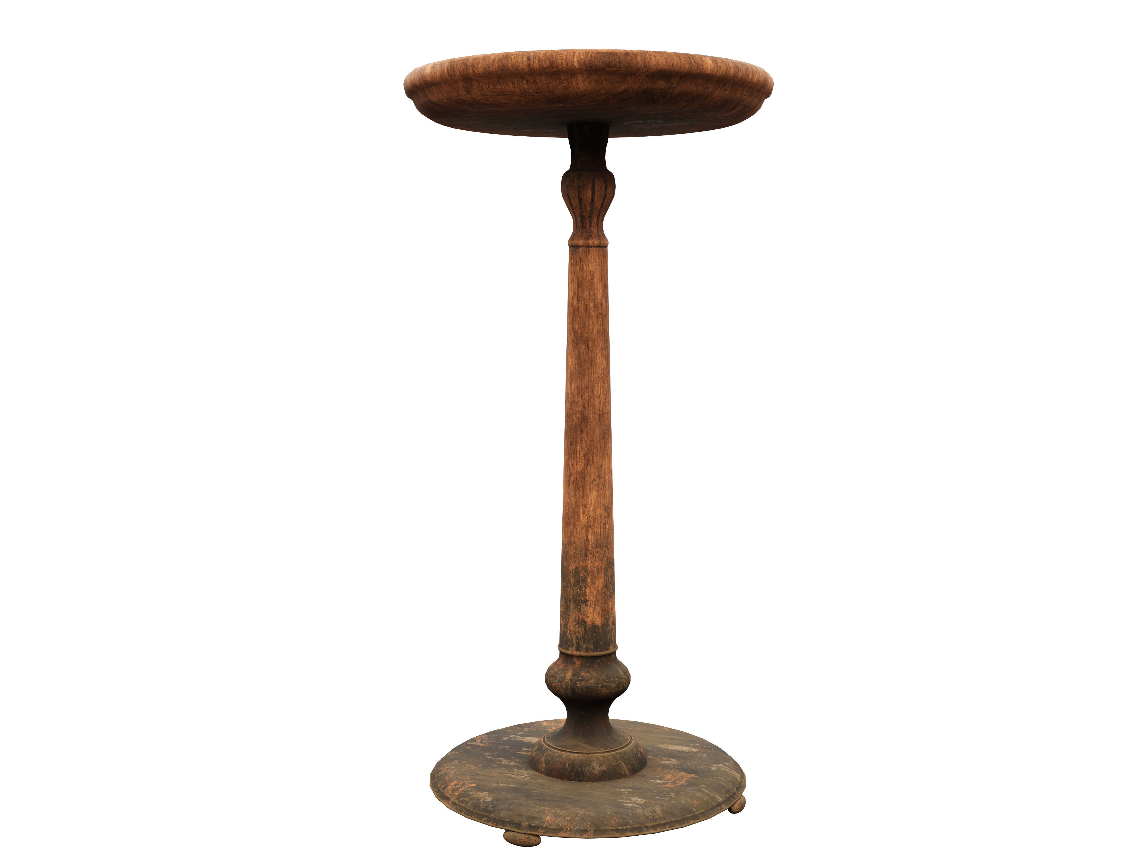 Medieval Table and Banches Low-poly 3D model_1