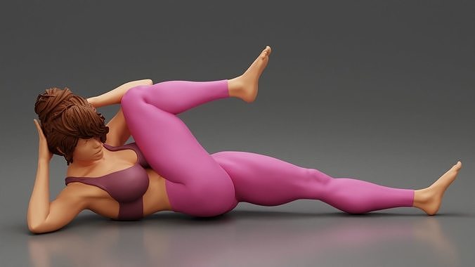 Young Woman Yoga Doing Obliques up Pilates Pose 3D print model