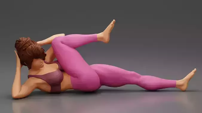 Young Woman Yoga Doing Obliques up Pilates Pose 3D print model