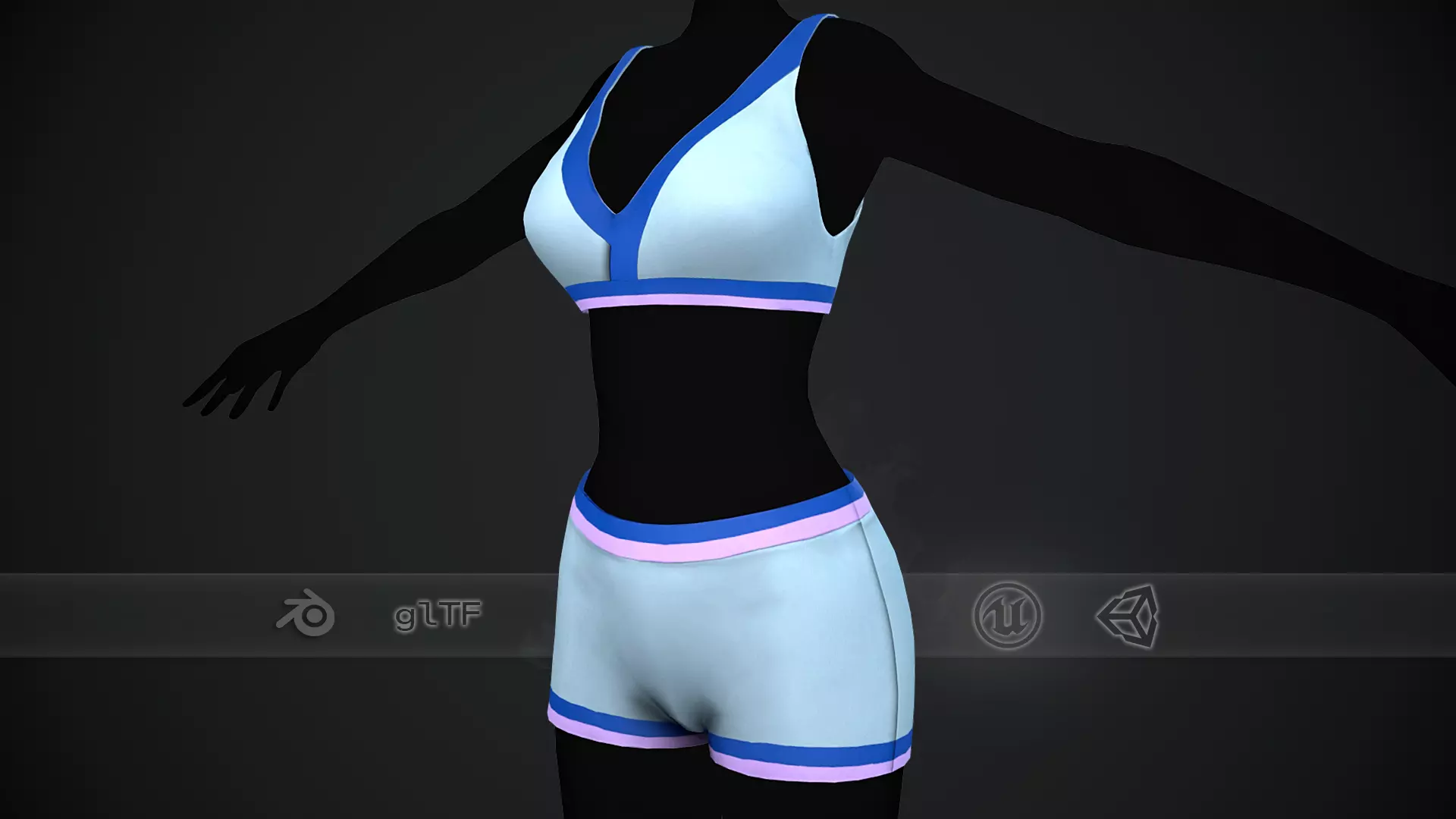 Female Bra and Underwear Low-poly 3D model