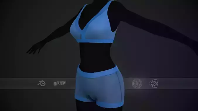 Female Blue Bra and Underwear   Low-poly 3D model