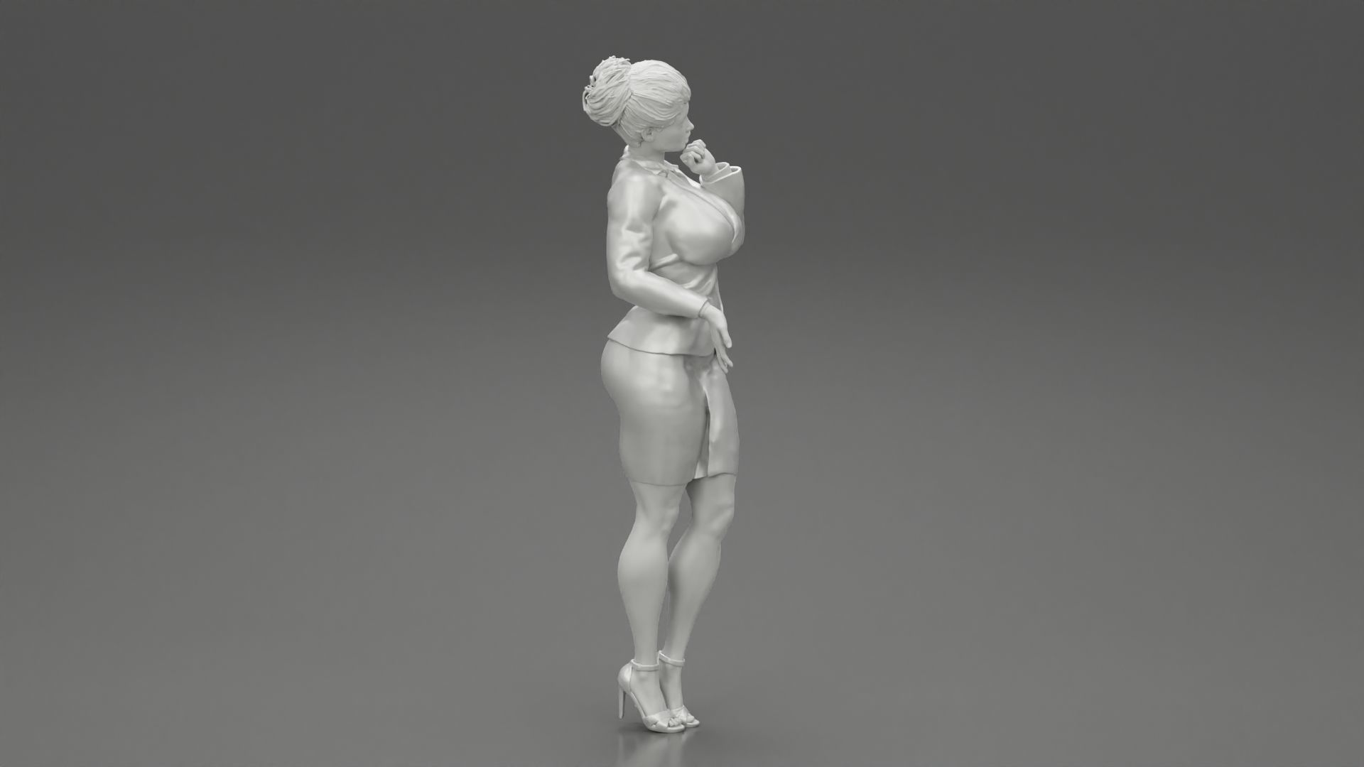Beautiful Business Woman Thinking Pose 3D print model_8