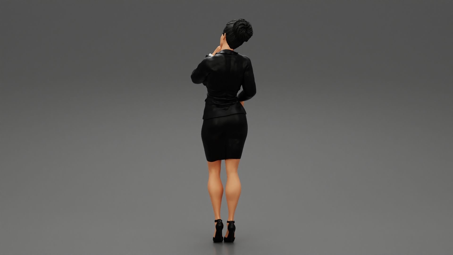 Beautiful Business Woman Thinking Pose 3D print model_3