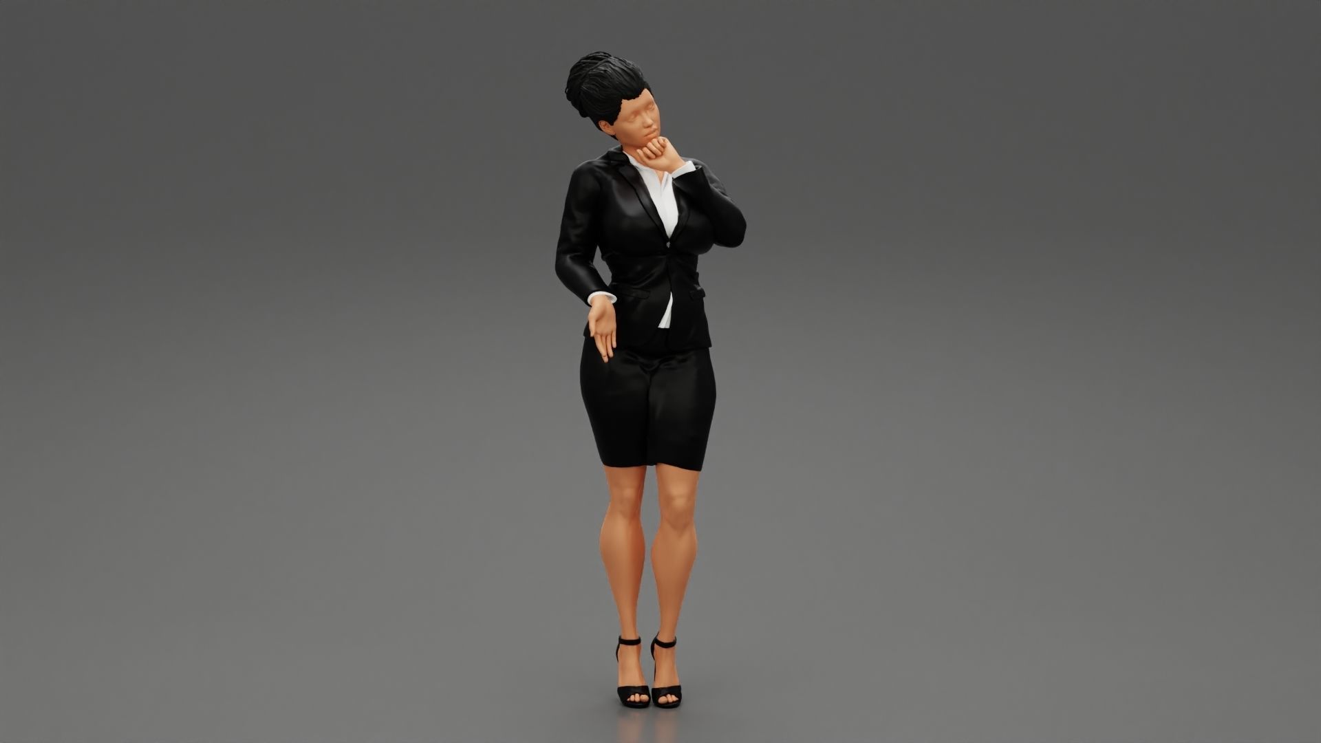 Beautiful Business Woman Thinking Pose 3D print model_1