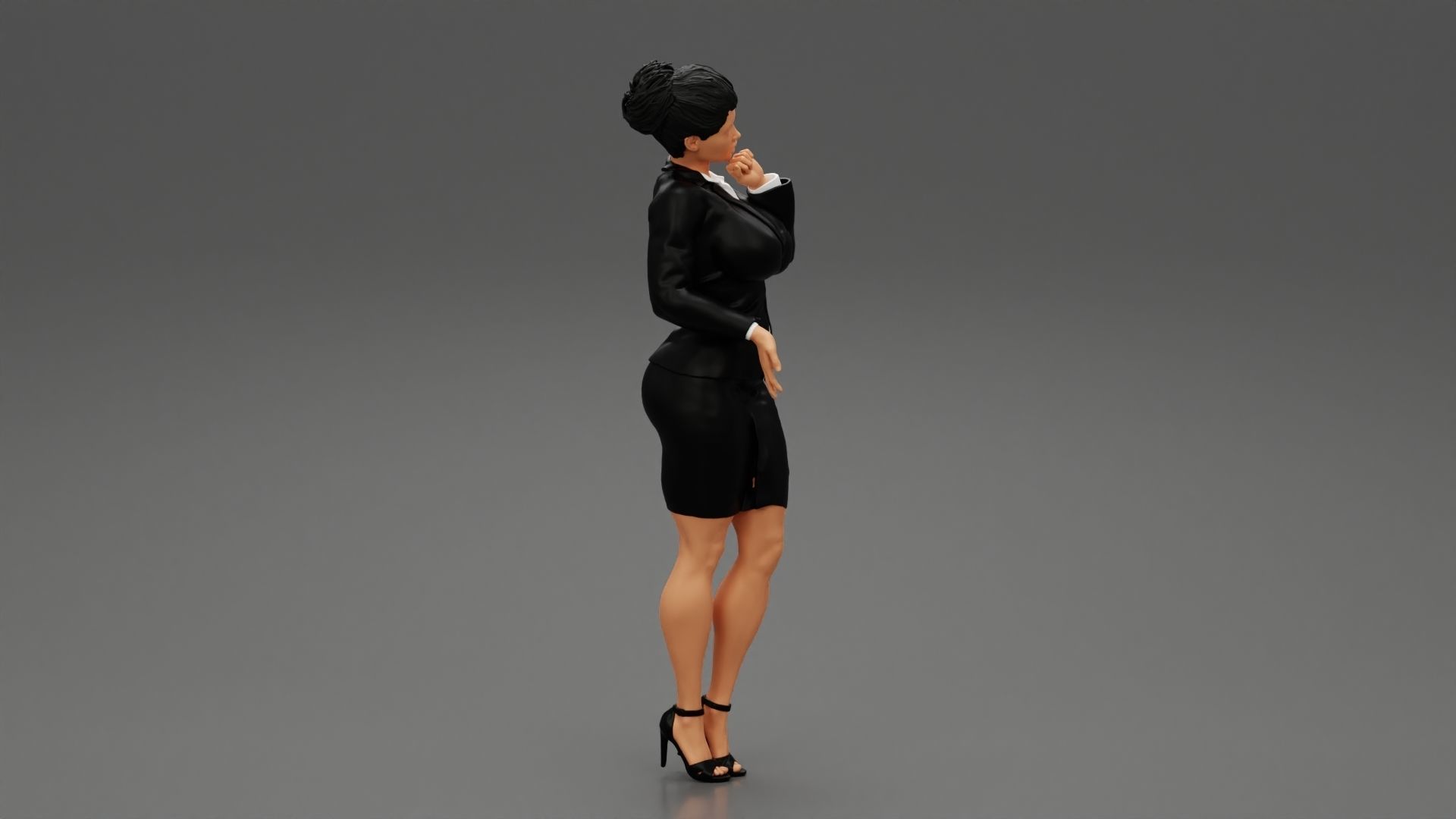 Beautiful Business Woman Thinking Pose 3D print model_2