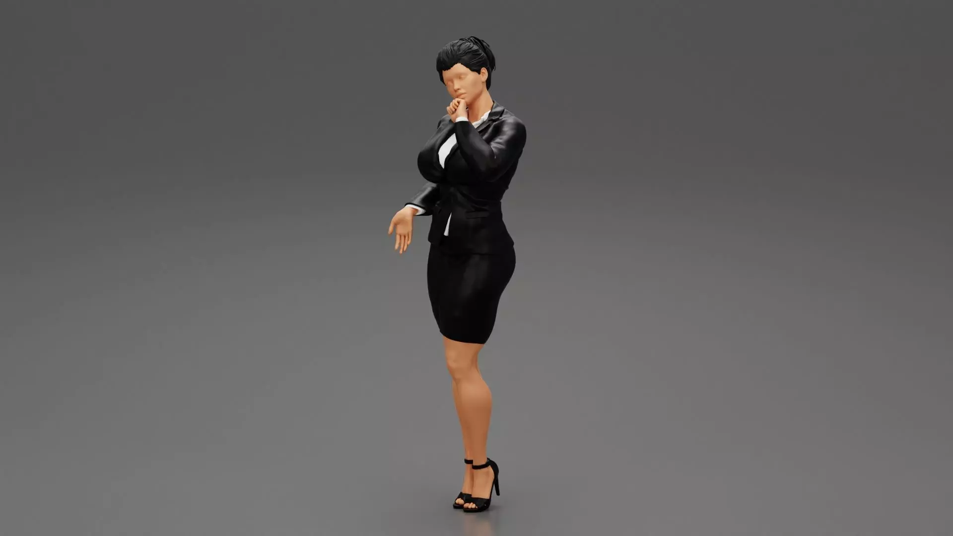 Beautiful Business Woman Thinking Pose 3D print model_0