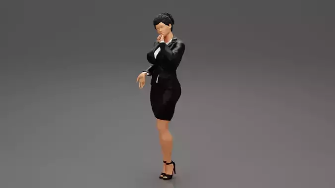 Beautiful Business Woman Thinking Pose 3D print model