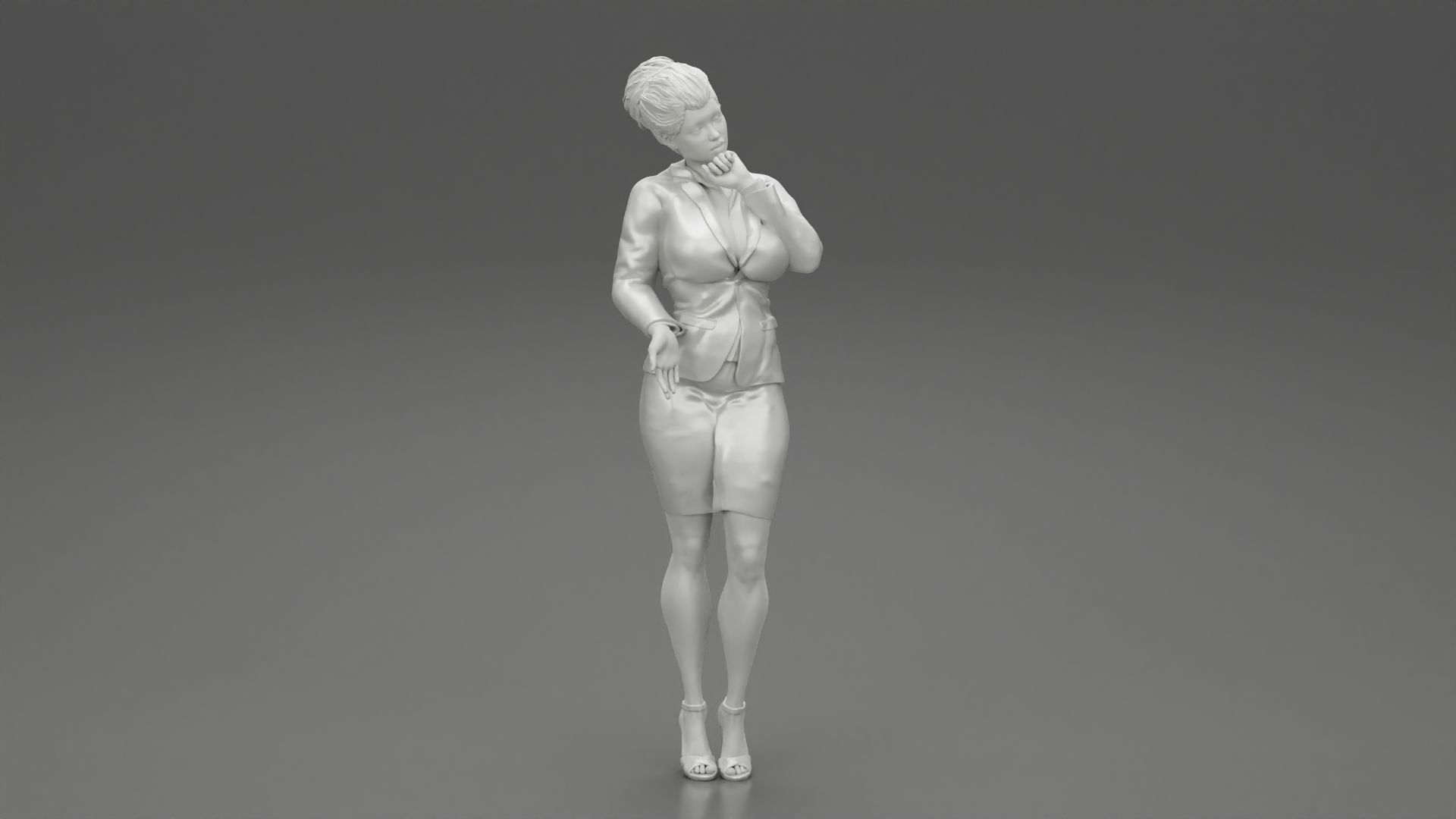 Beautiful Business Woman Thinking Pose 3D print model_7