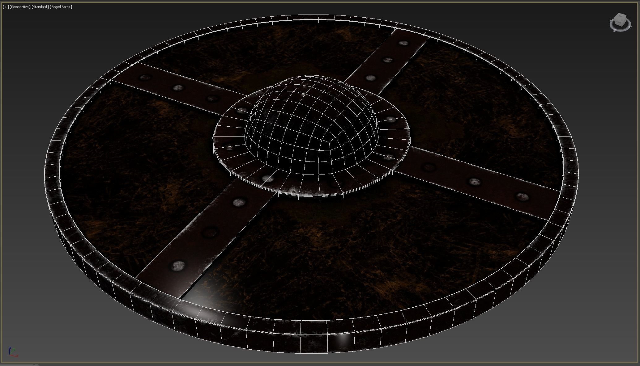 Wooden shield Low-poly 3D model_8