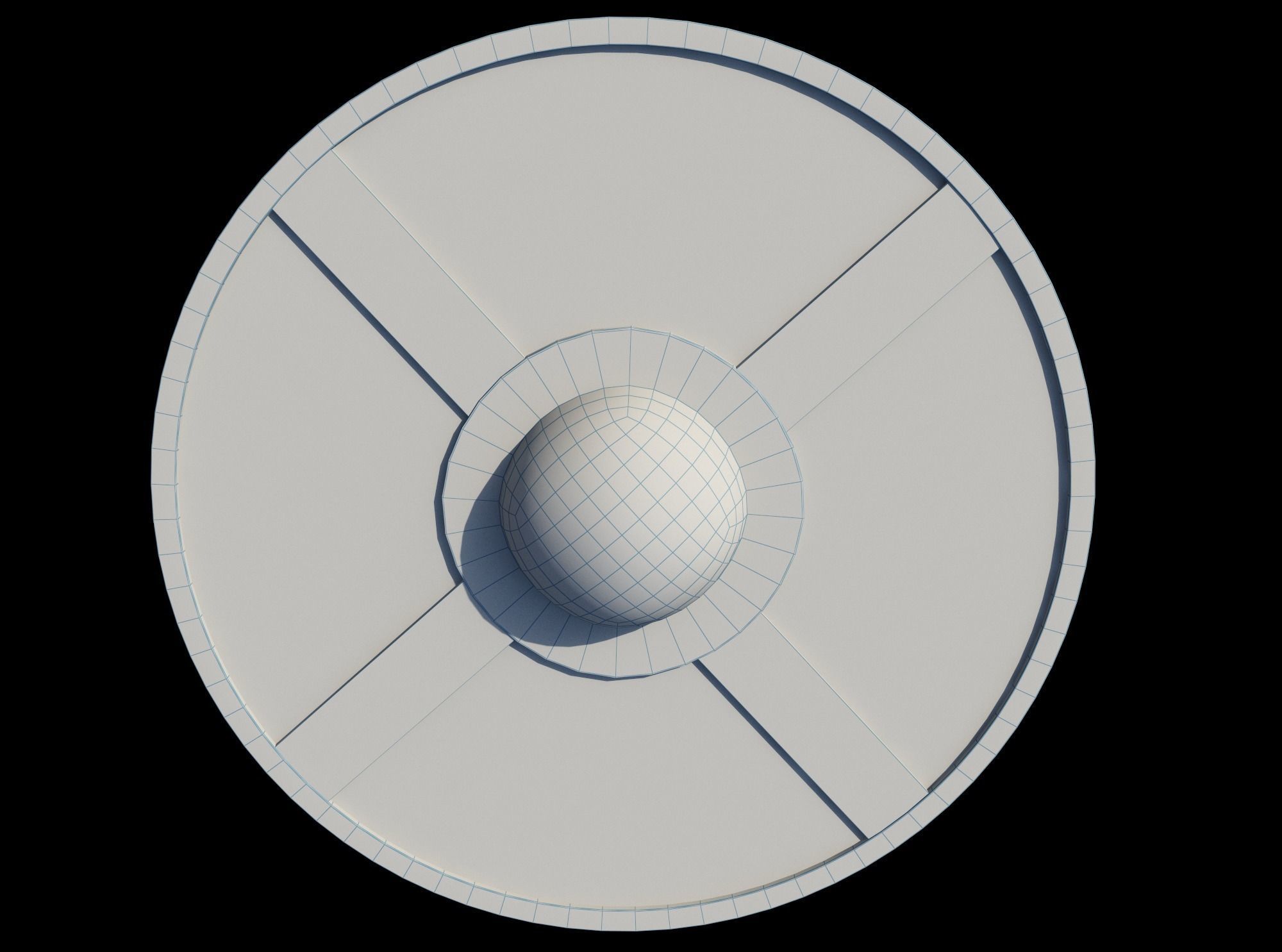 Wooden shield Low-poly 3D model_3