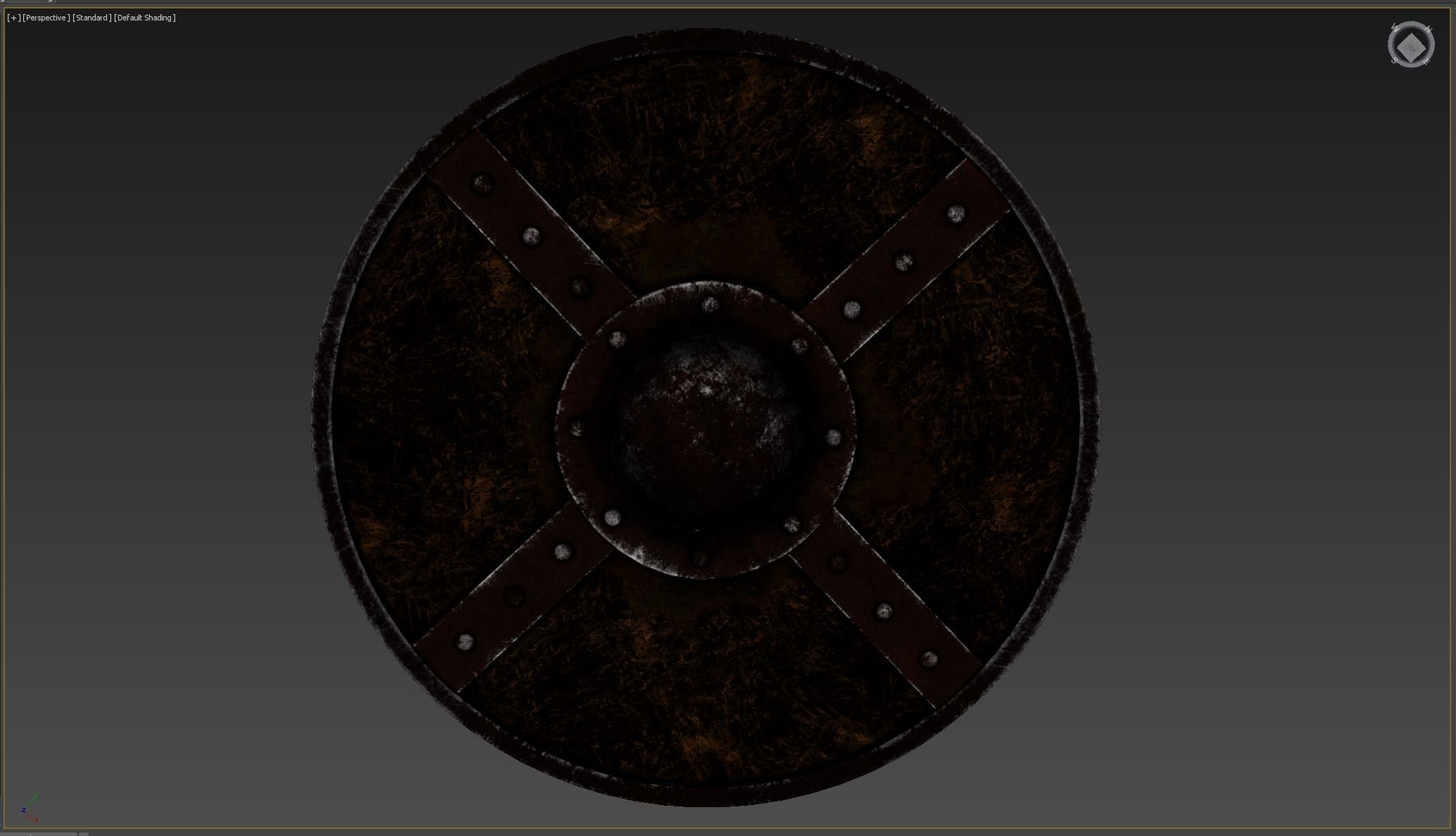 Wooden shield Low-poly 3D model_6