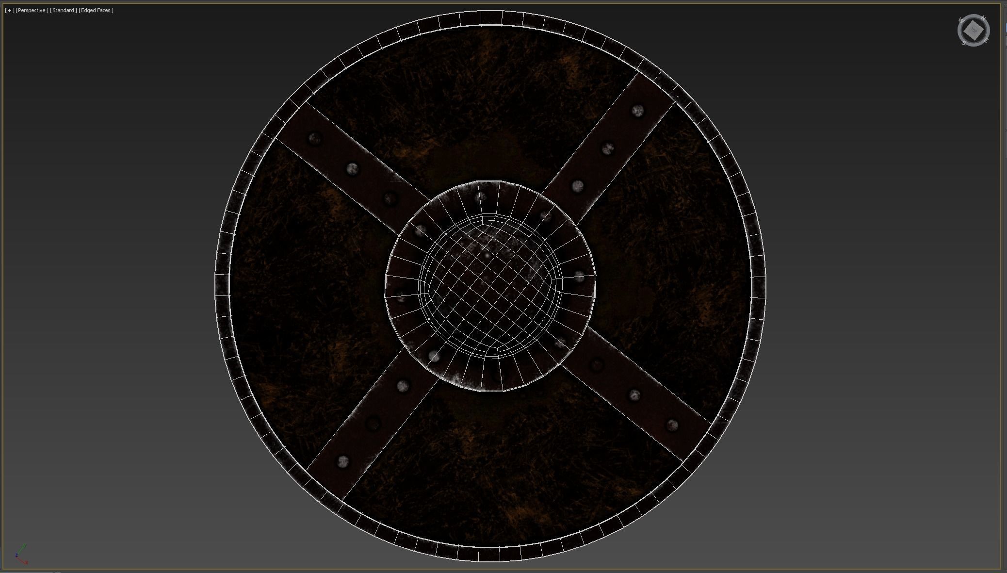 Wooden shield Low-poly 3D model_7