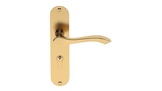 Andros Door Handle Brass 3D model