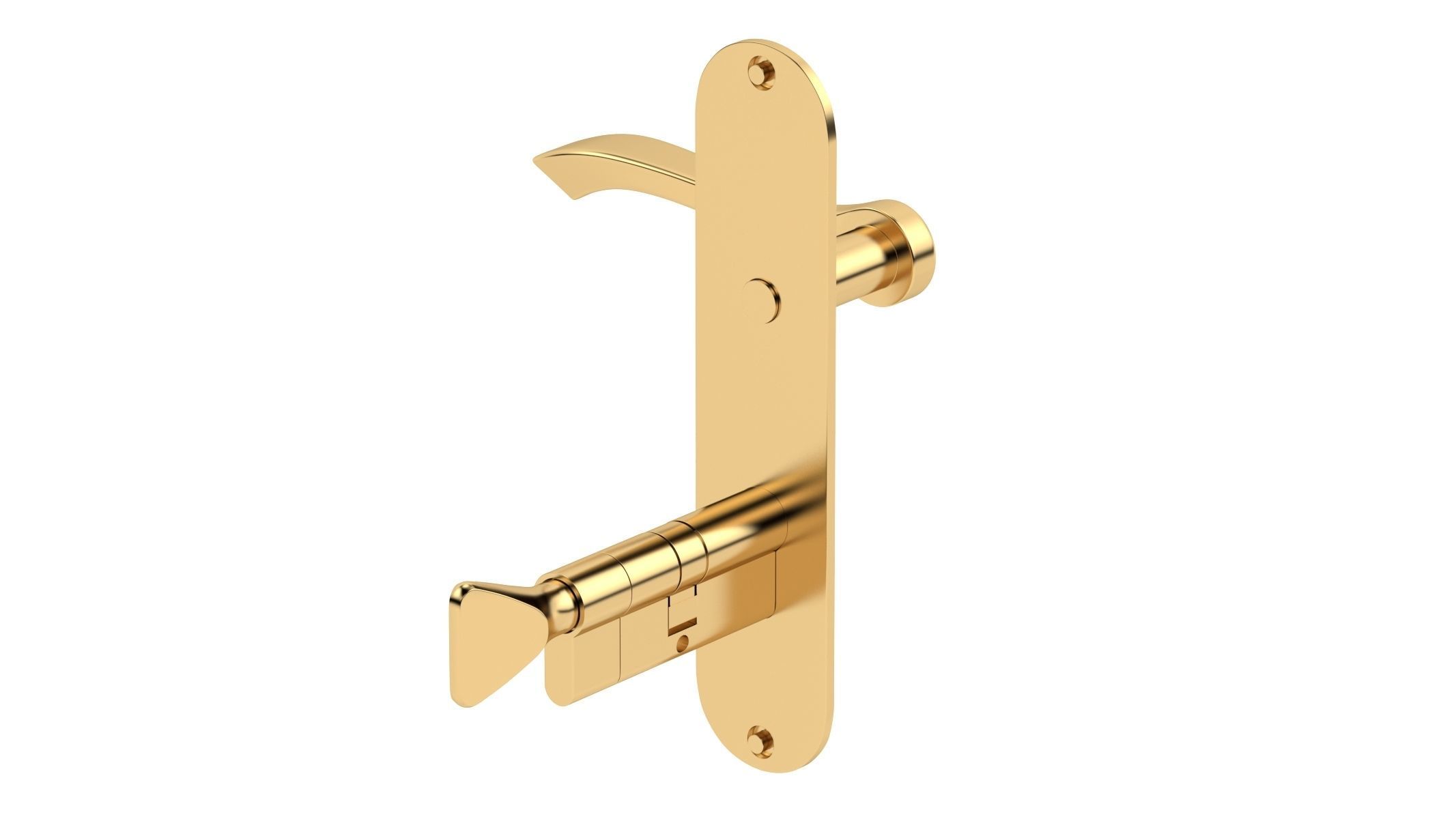 Andros Door Handle Brass 3D model_2