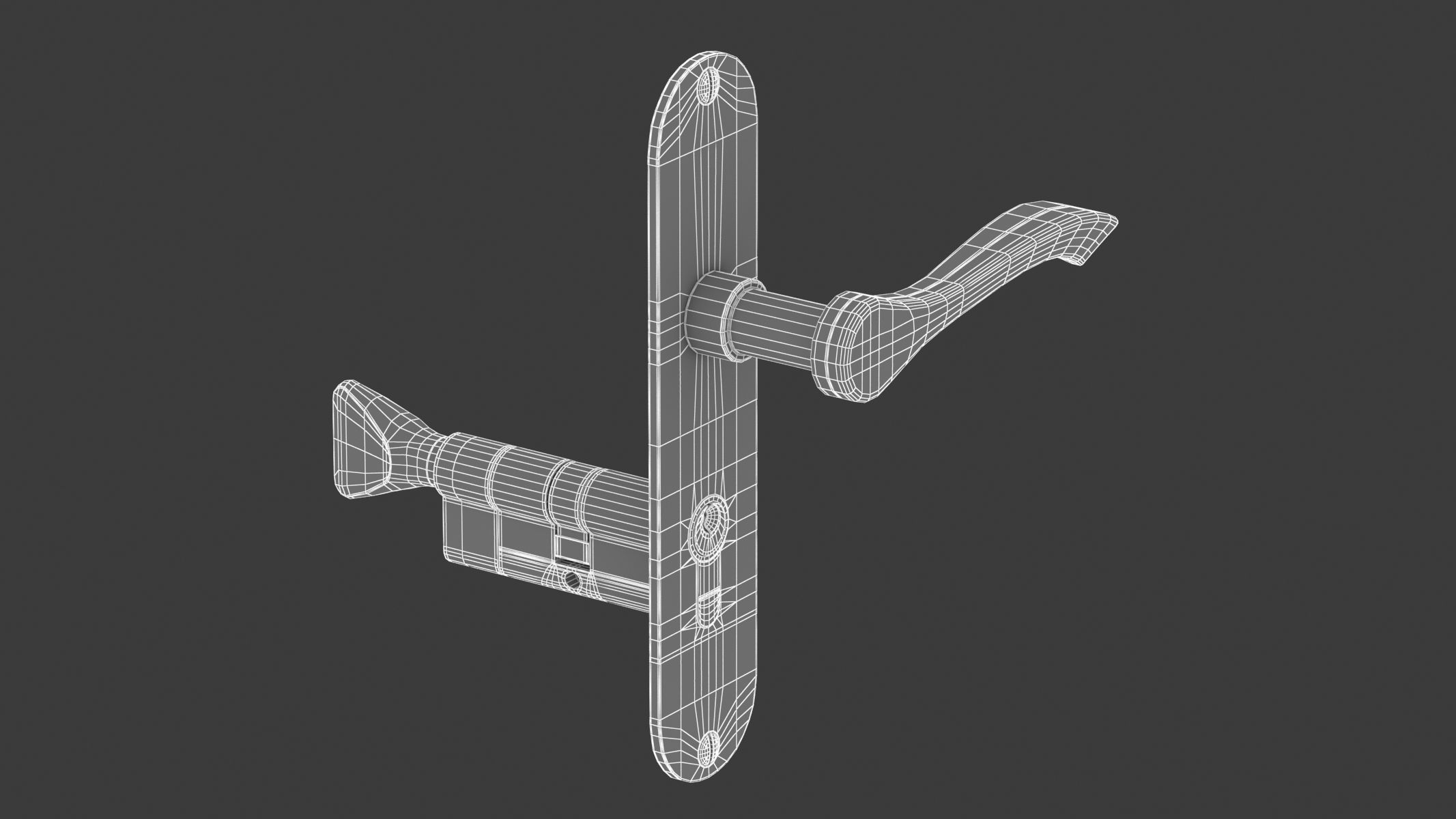 Andros Door Handle Brass 3D model_6