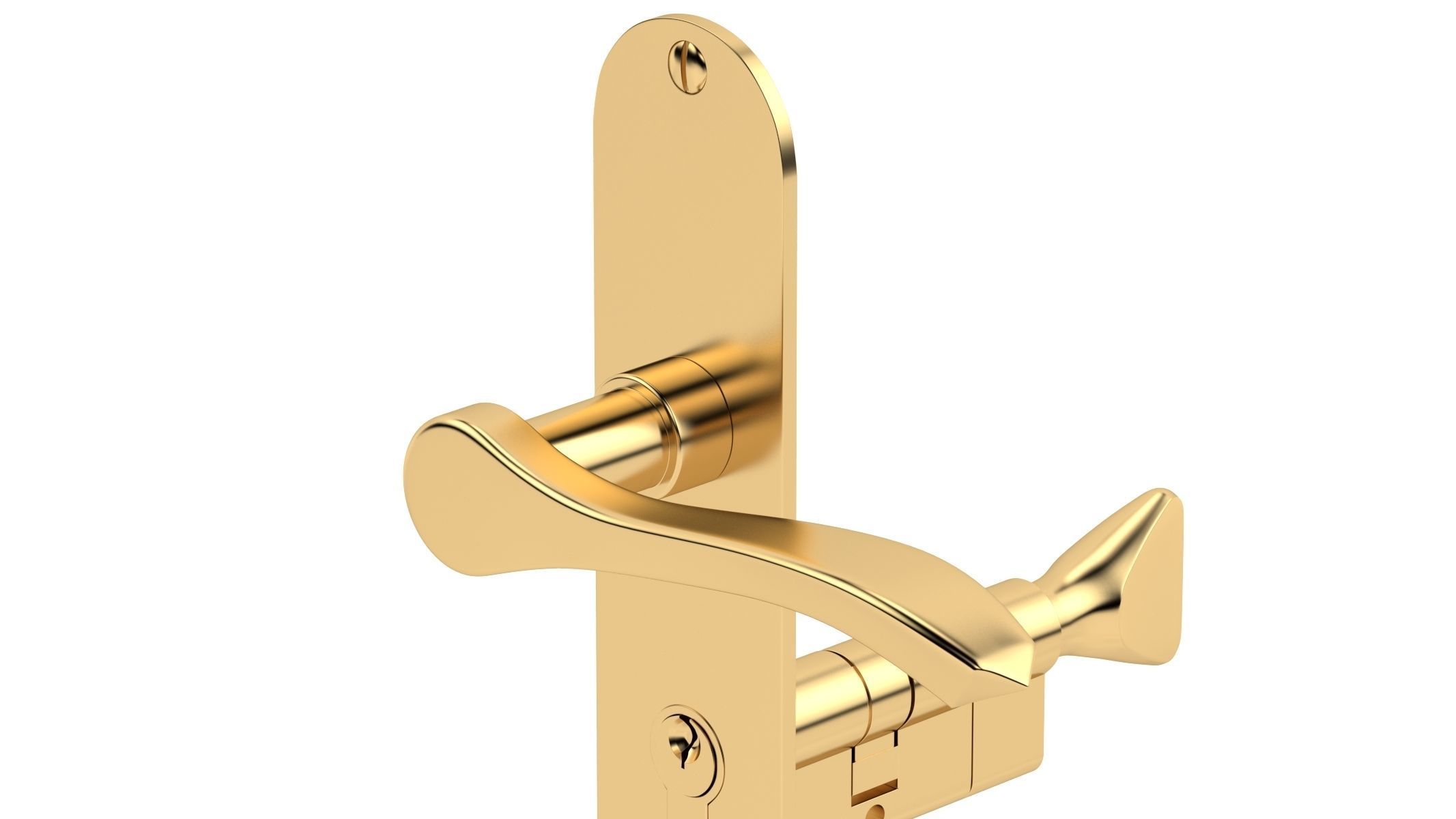 Andros Door Handle Brass 3D model_4