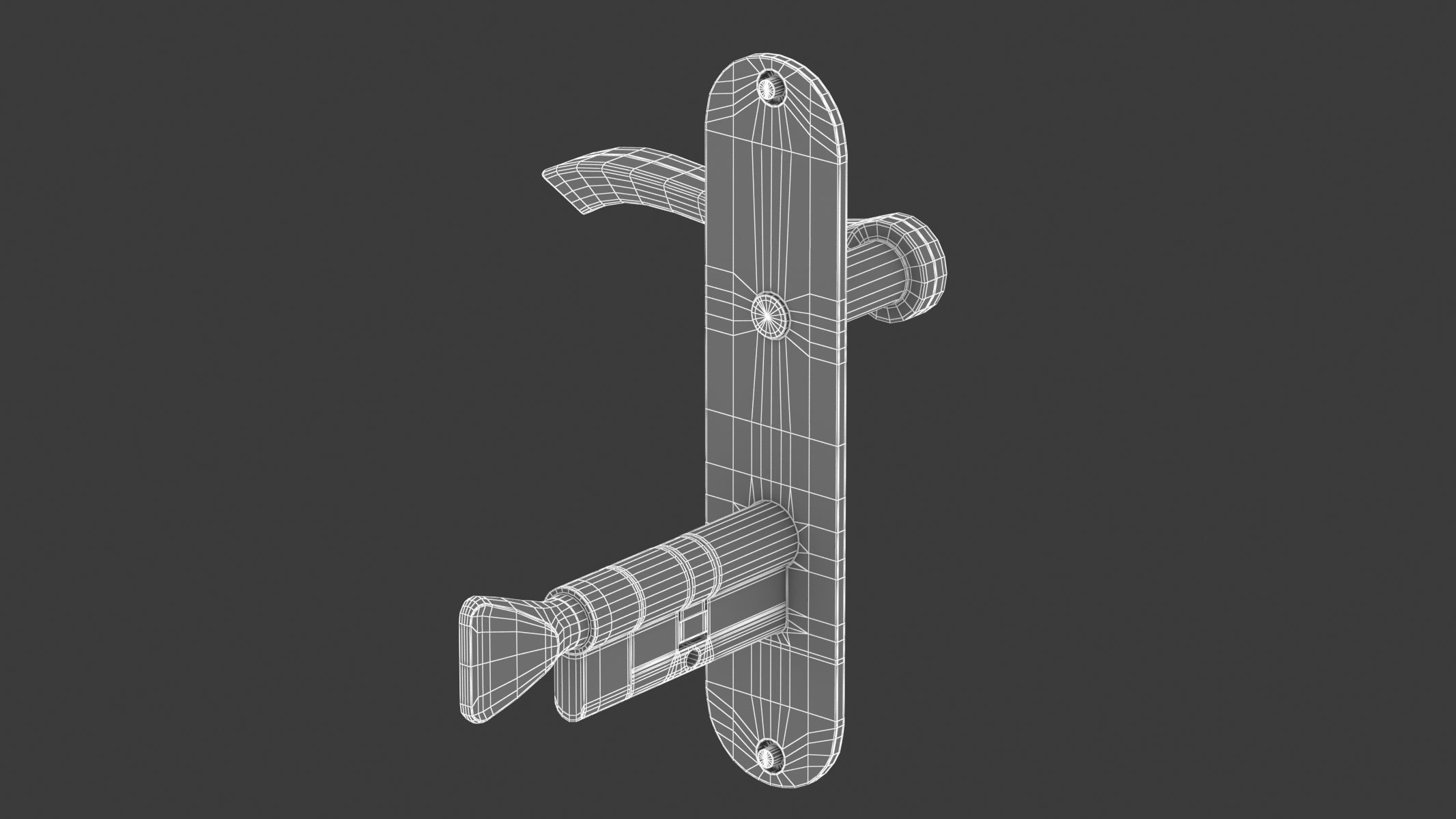 Andros Door Handle Brass 3D model_7