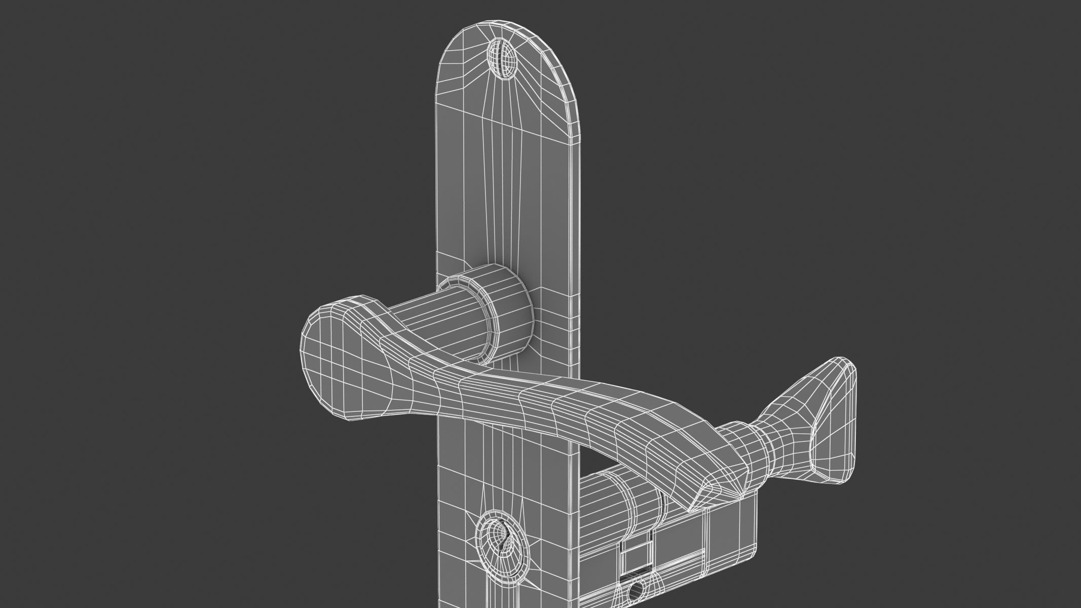 Andros Door Handle Brass 3D model_9