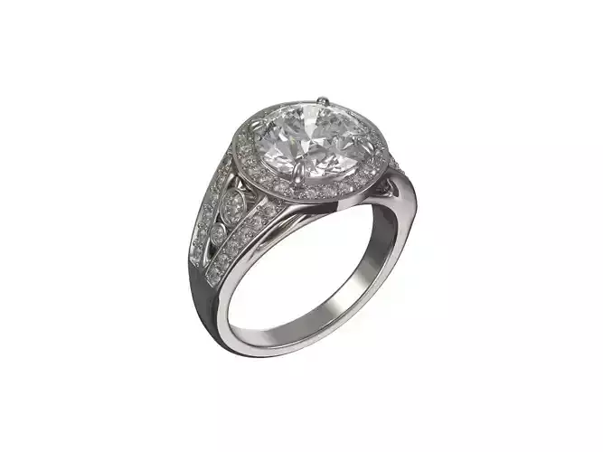 1024-Ring with big central and small diamonds on sides