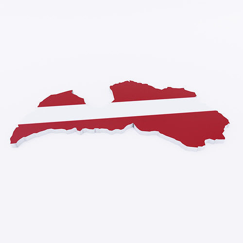 Latvia map 3d model  Low-poly 3D model