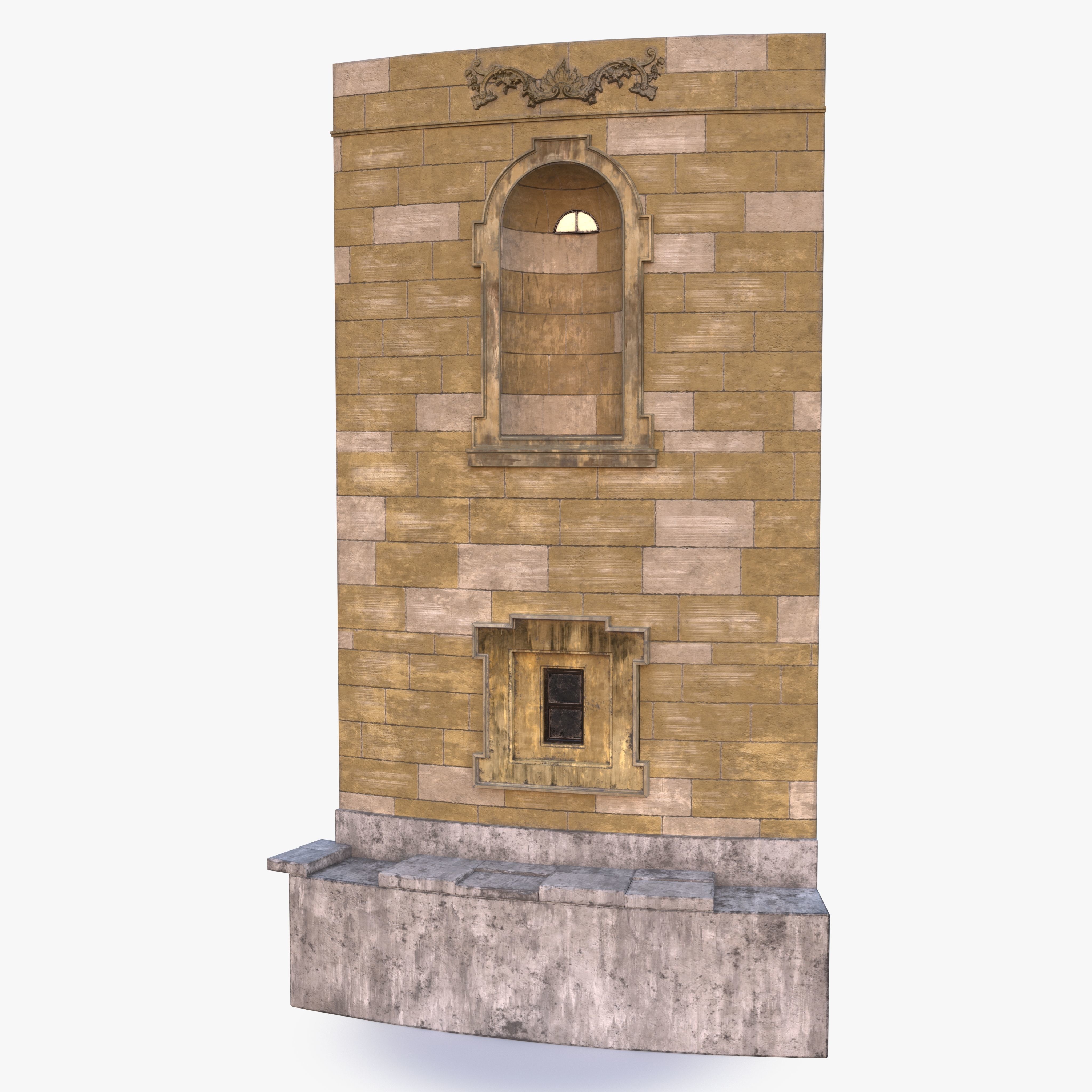 Brick Wall 0002 Modular Low-poly 3D model_3
