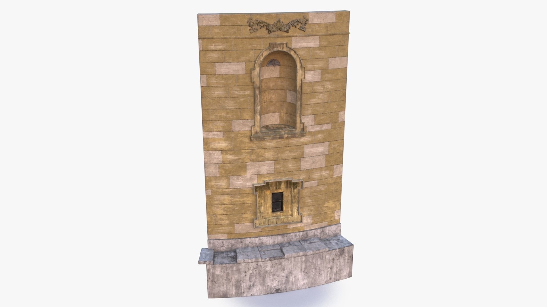 Brick Wall 0002 Modular Low-poly 3D model_9