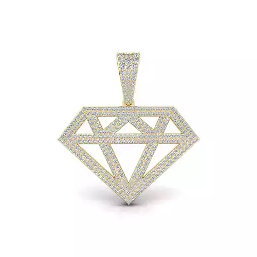 Diamond Fancy Custom Pendent 3d Model and Render Detail