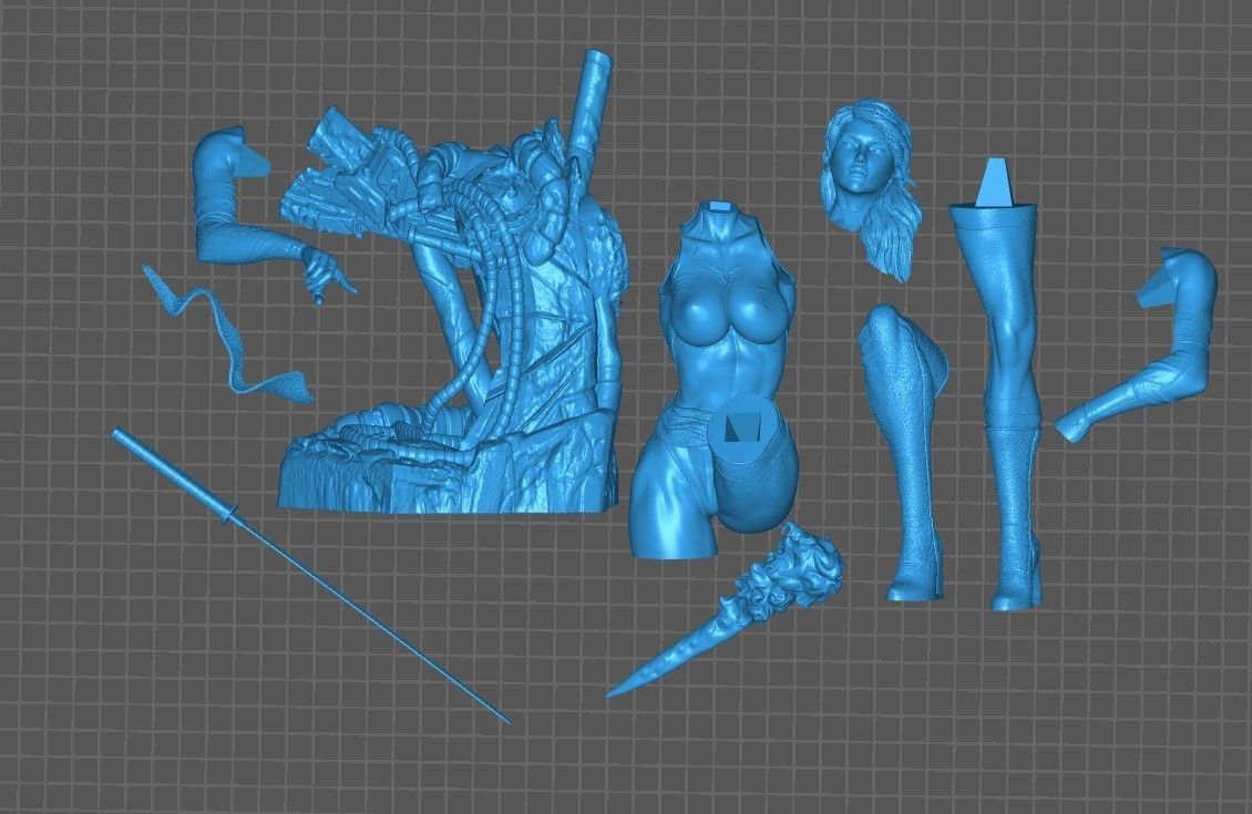 Psylocke avengers female statue 3D print model_1