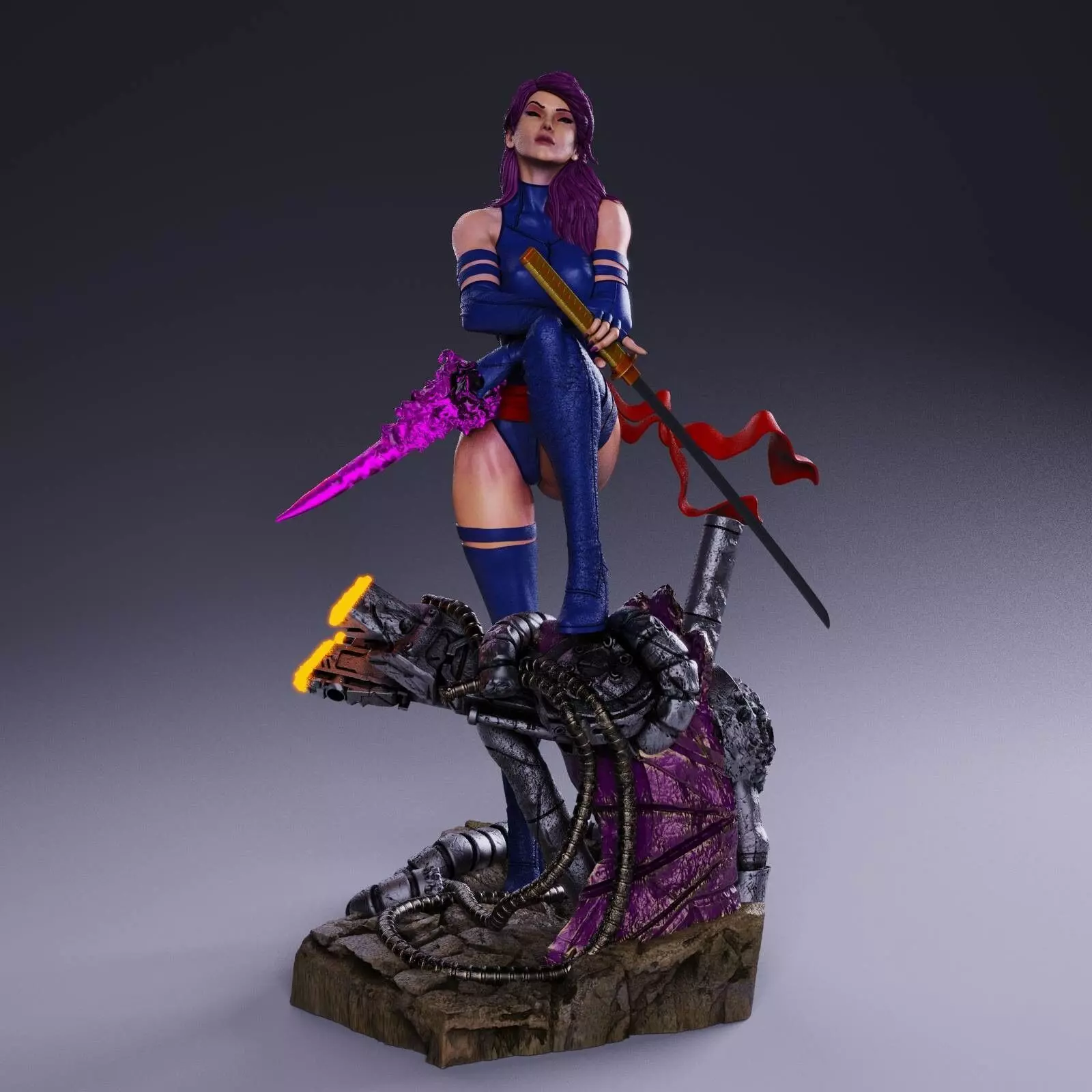 Psylocke avengers female statue 3D print model_0