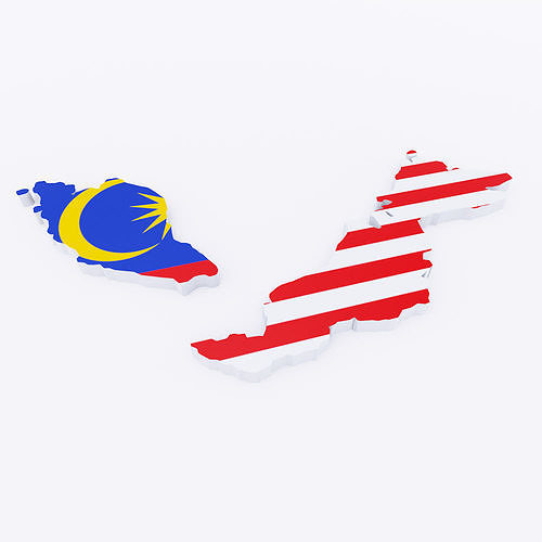 Malaysia map lowpoly 3d model  Low-poly 3D model