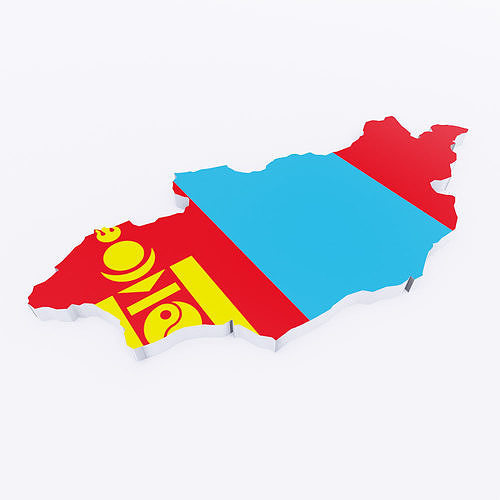Mongolia map 3d model  Low-poly 3D model