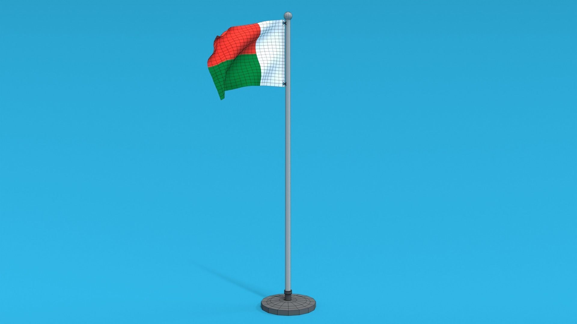 Low Poly Seamless Animated Madagascar Flag Low-poly 3D model_12