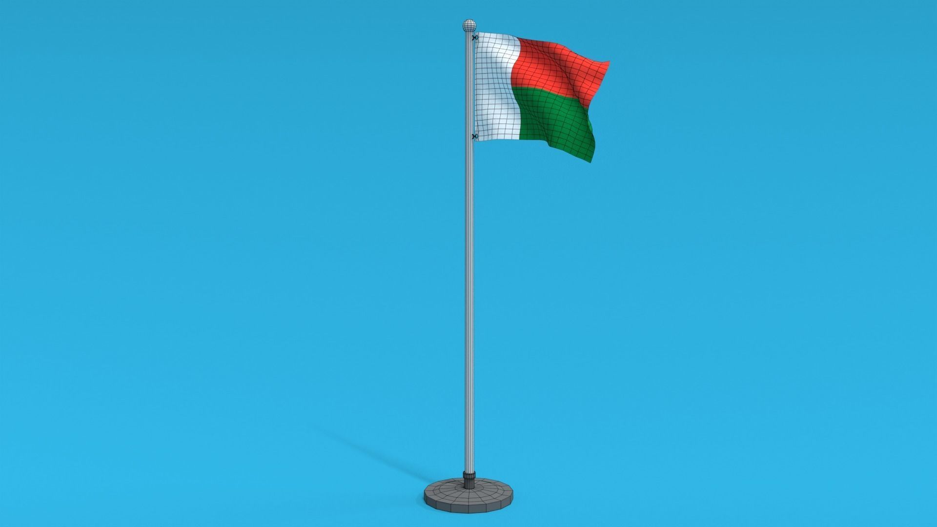 Low Poly Seamless Animated Madagascar Flag Low-poly 3D model_10