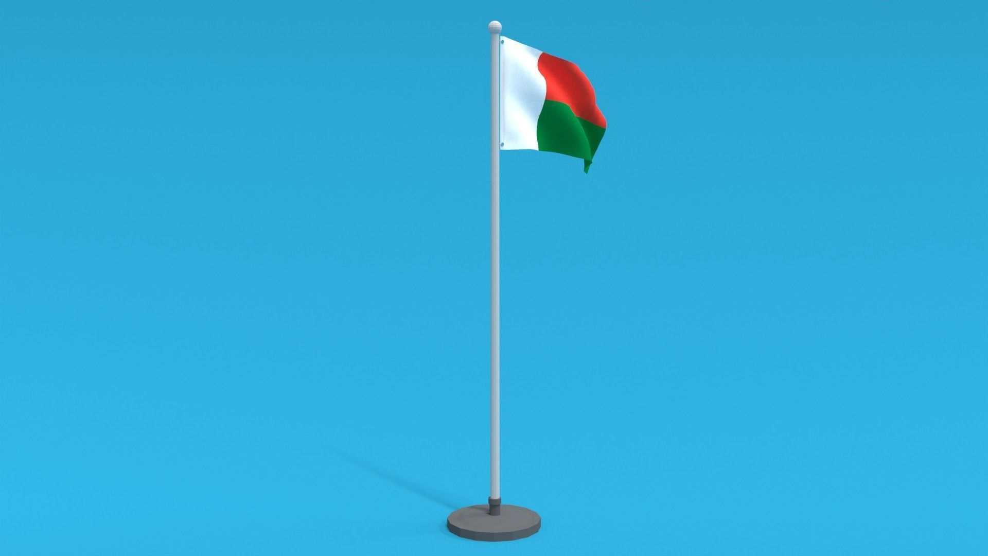 Low Poly Seamless Animated Madagascar Flag Low-poly 3D model_7