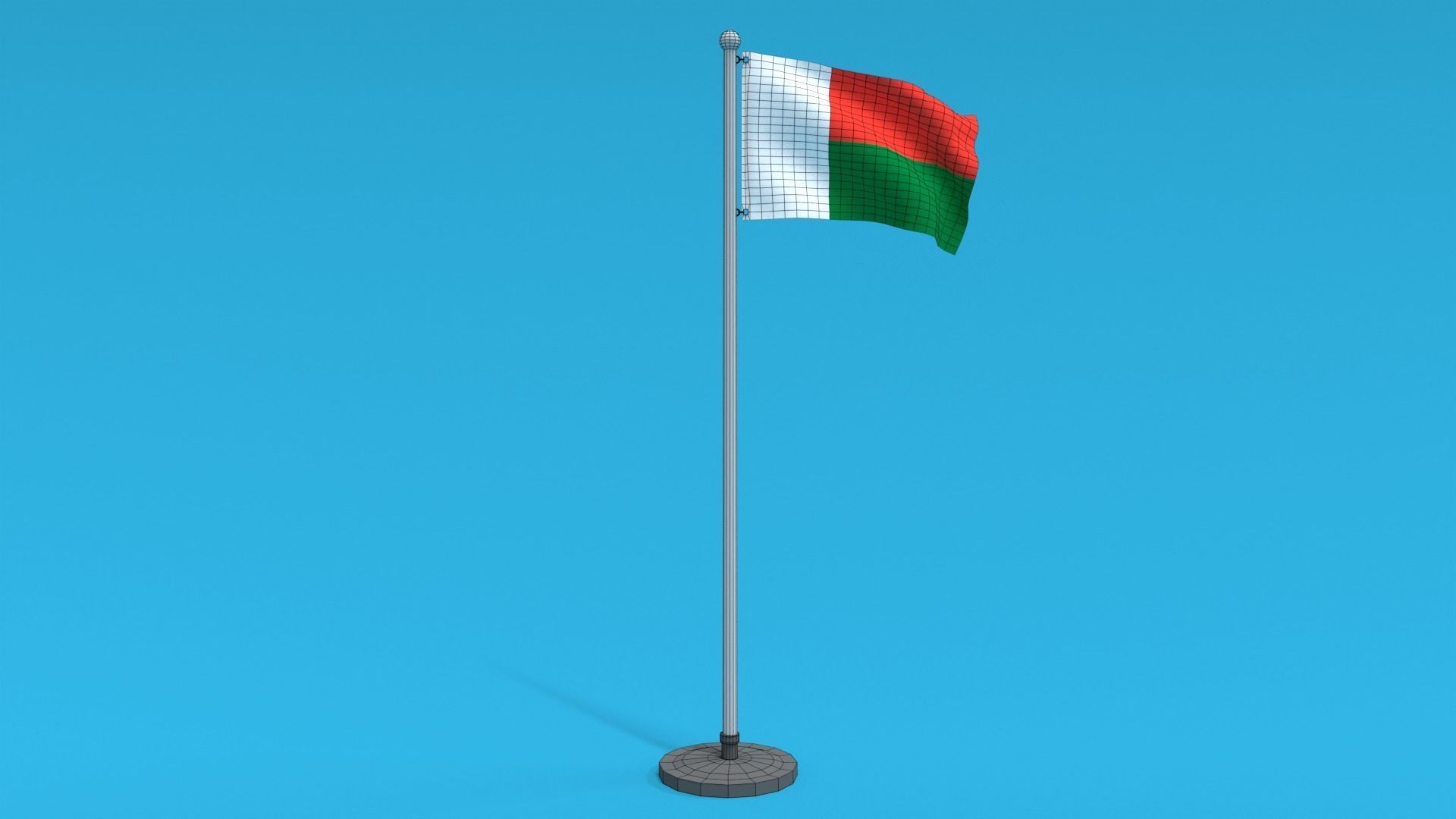 Low Poly Seamless Animated Madagascar Flag Low-poly 3D model_9