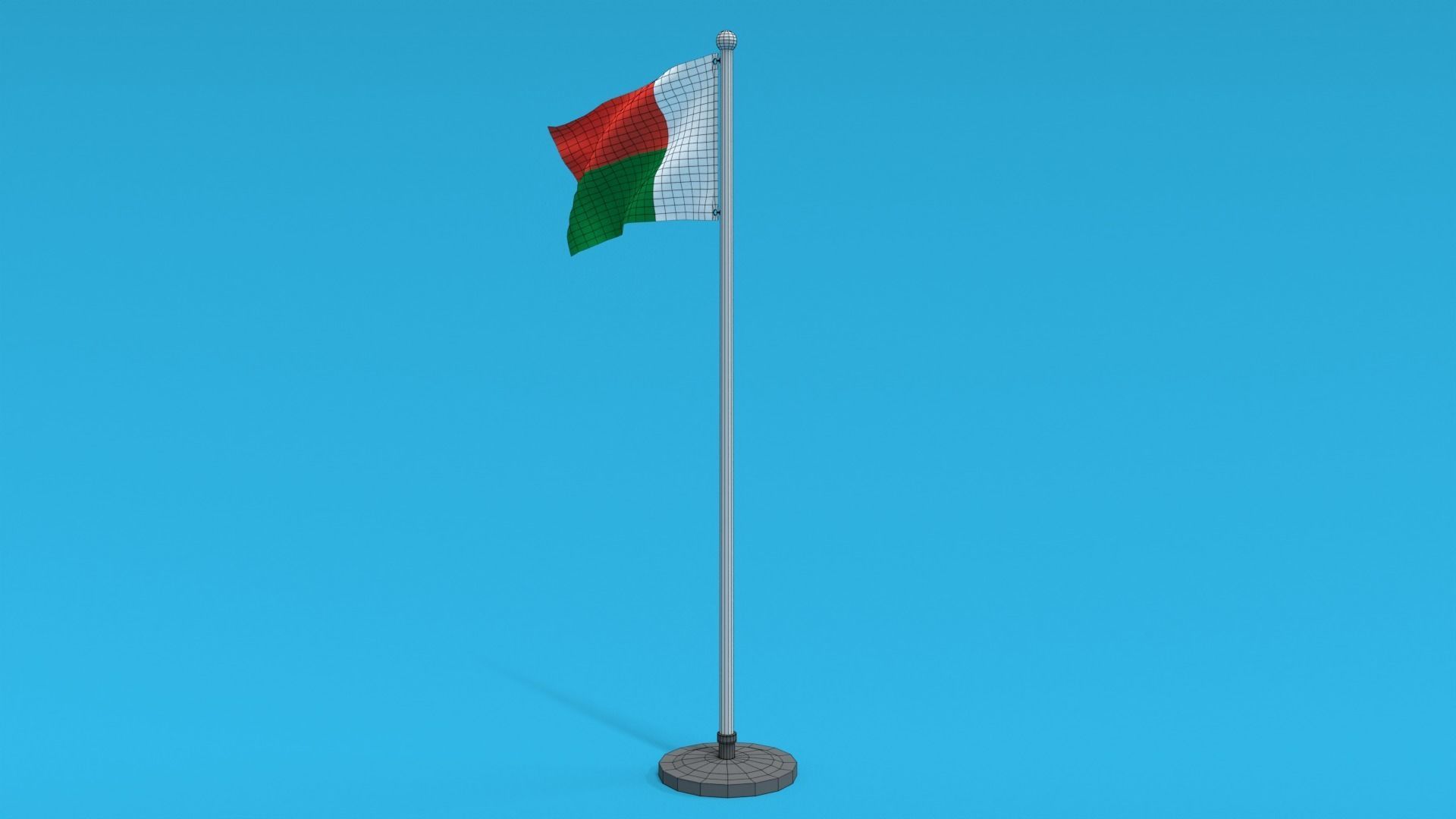 Low Poly Seamless Animated Madagascar Flag Low-poly 3D model_14